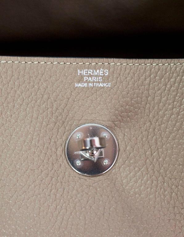 Hermes Gris Tourterelle Clemence Leather Lindy 34 Bag w. Box/Dust bag ...