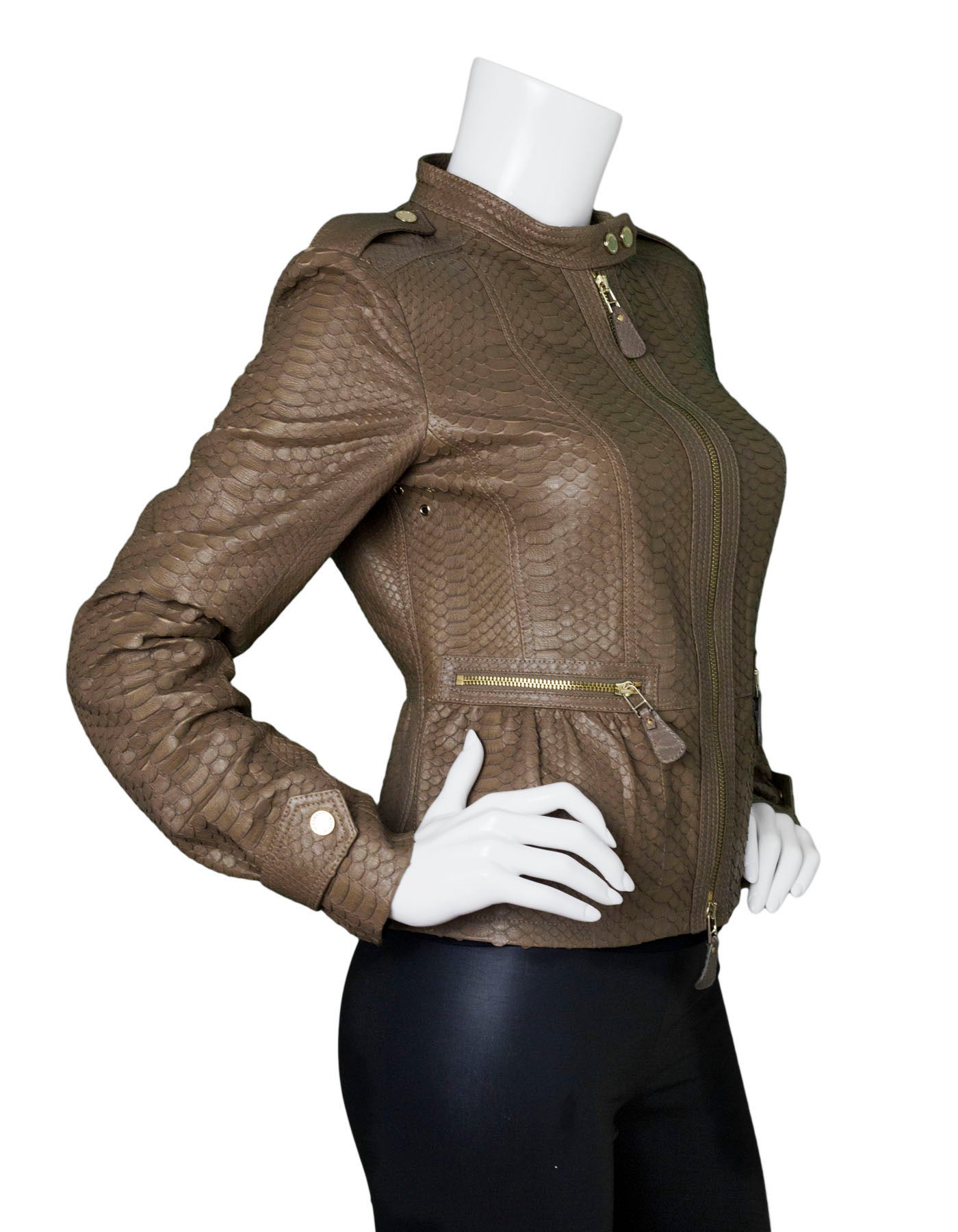 Burberry London Fawn Python Peplum Jacket Sz Us8