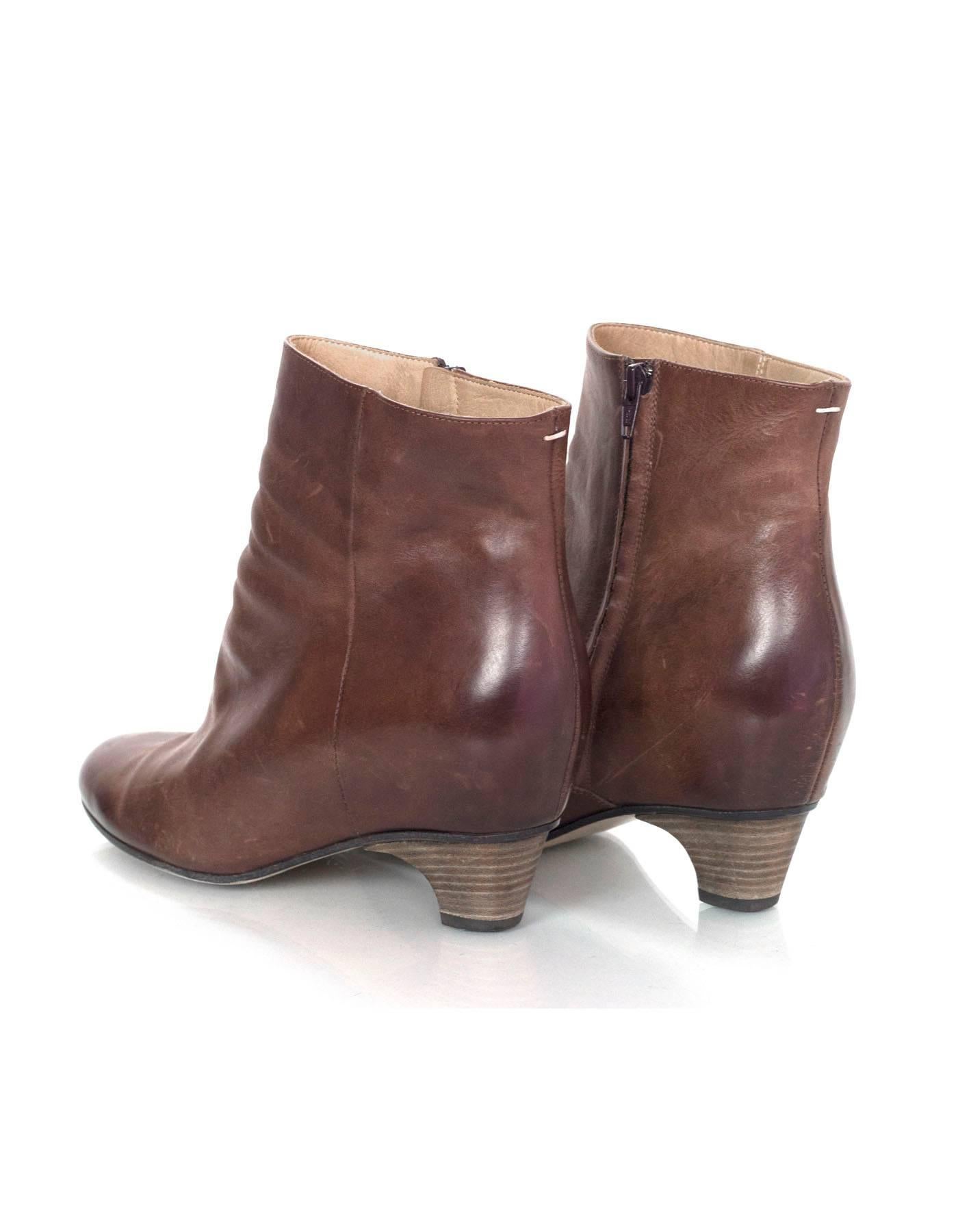 Maison Martin Margiela Brown Leather Ankle Boots Sz 39.5 with Box 2