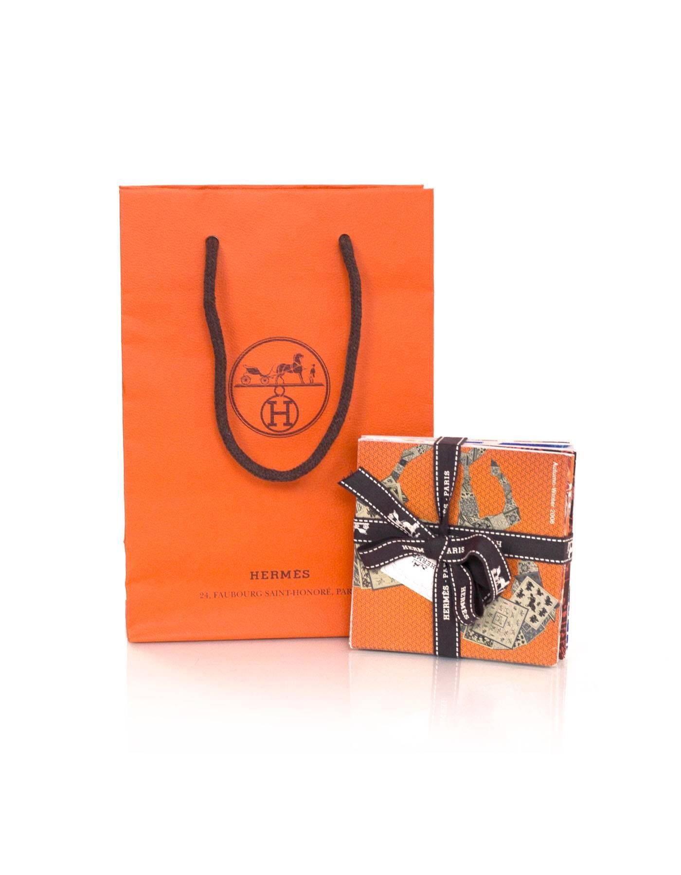 Set of seven Hermes illustrated booklets featuring ways to tie Hermes scarves, prints and names. From Fall '02, Spring/Fall '03, Spring/Fall '04, Spring/Fall '06. Shopping bag included.

 
Condition: Excellent pre-owned