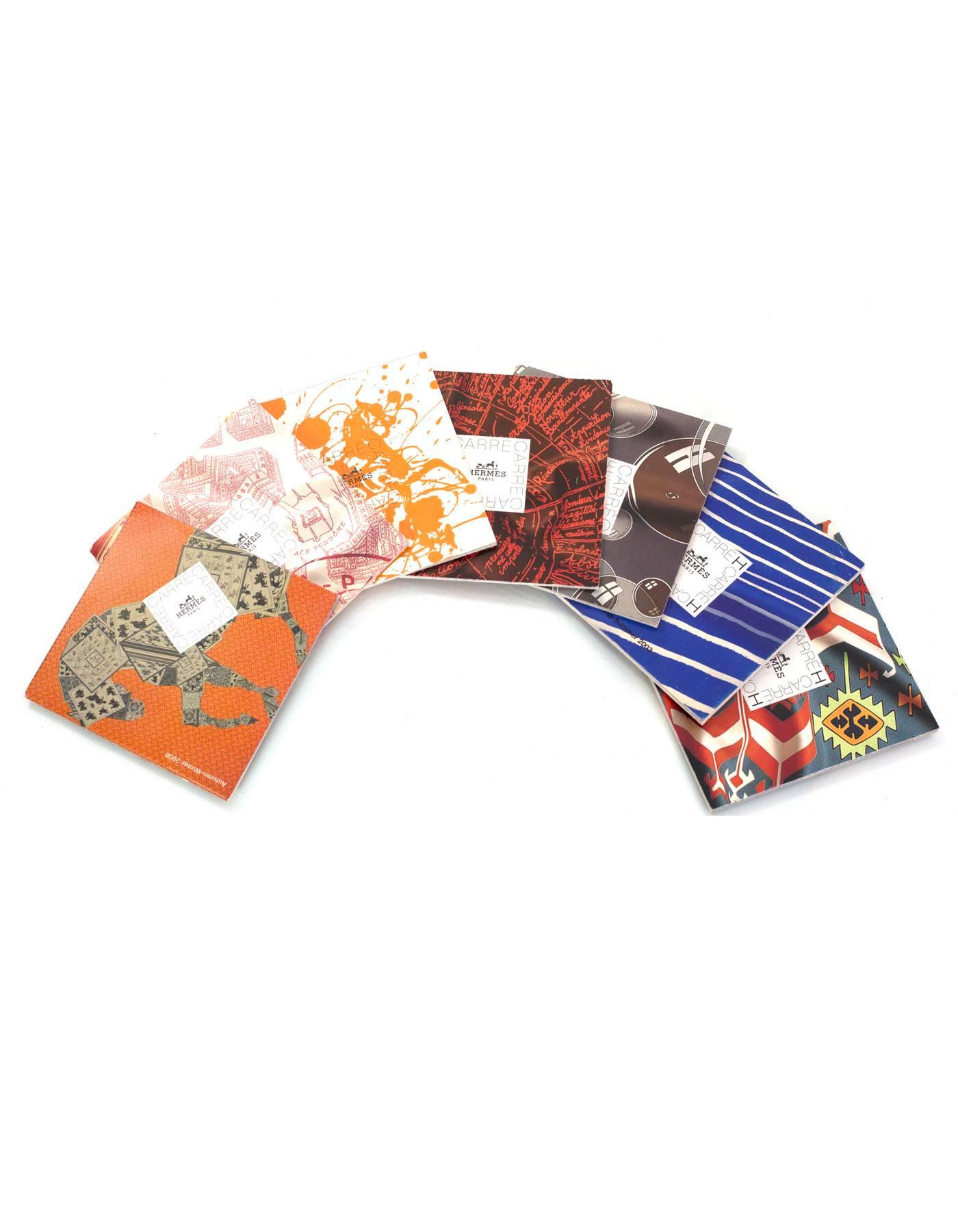 Orange Hermes Set of Seven Scarf Booklets w. Shopping Bag
