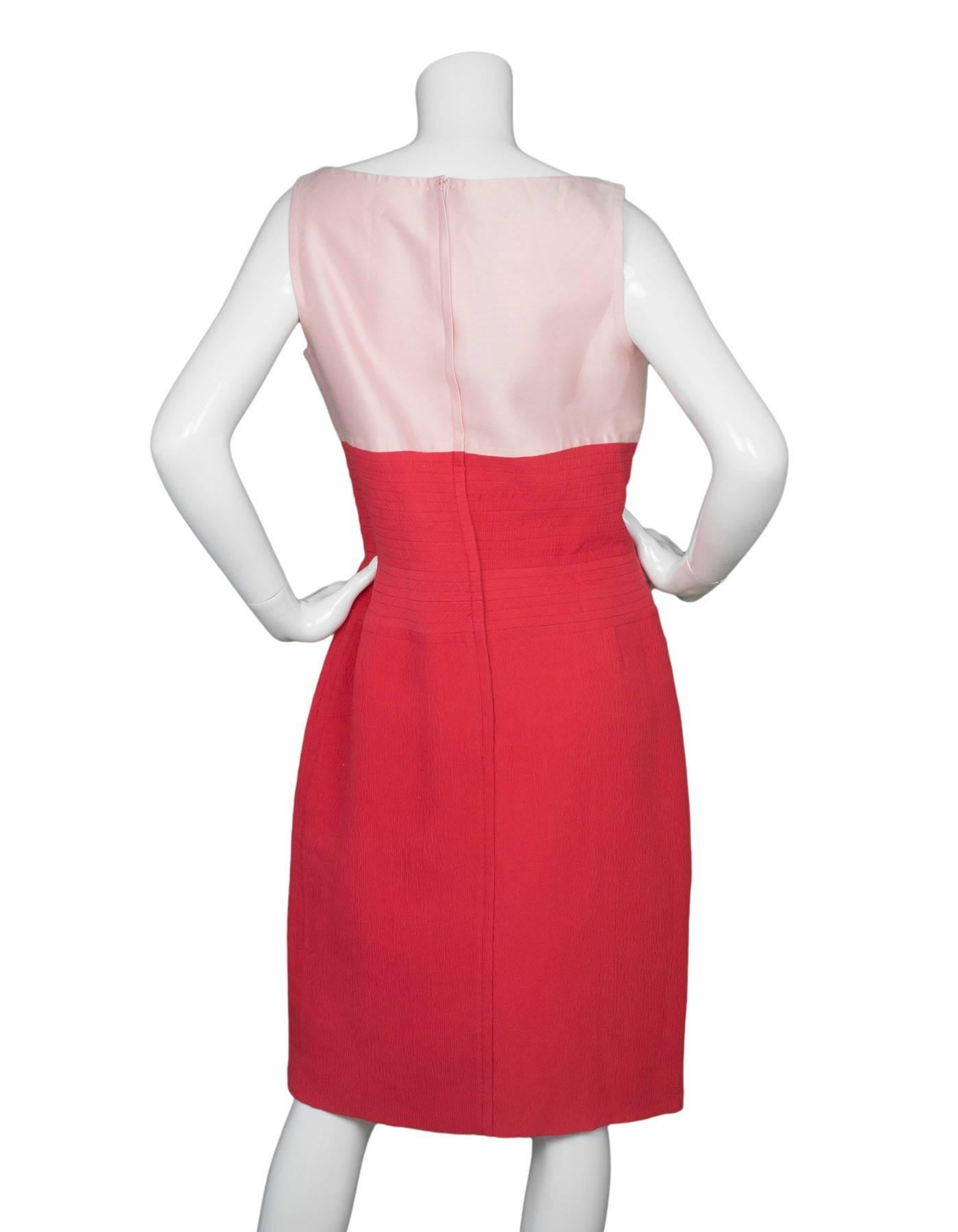 Oscar De La Renta Coral and Pink Dress Sz 12 NWT In Excellent Condition In New York, NY