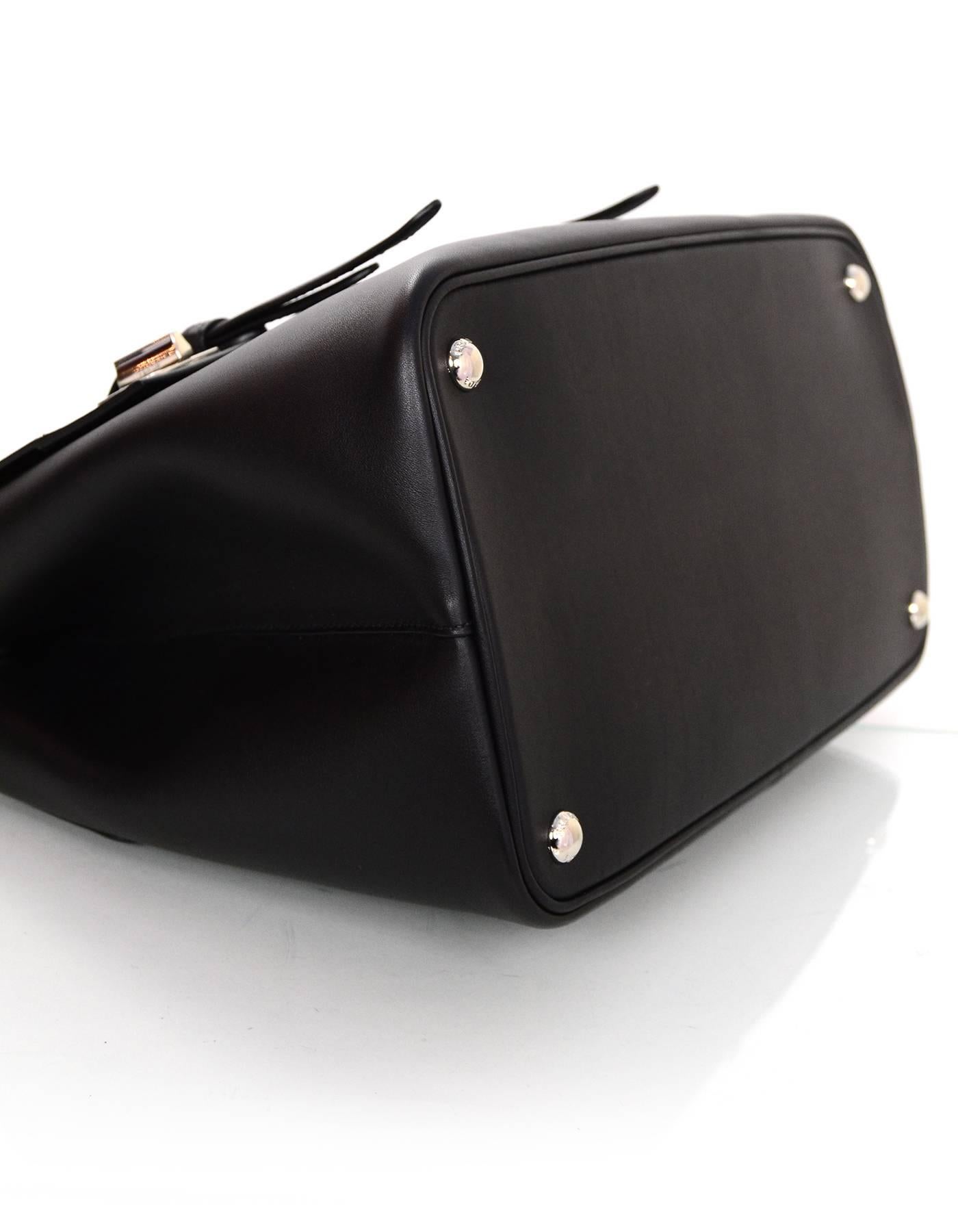 Prada Black Calf Leather Pattina City Satchel Bag w/ Optional Strap  2