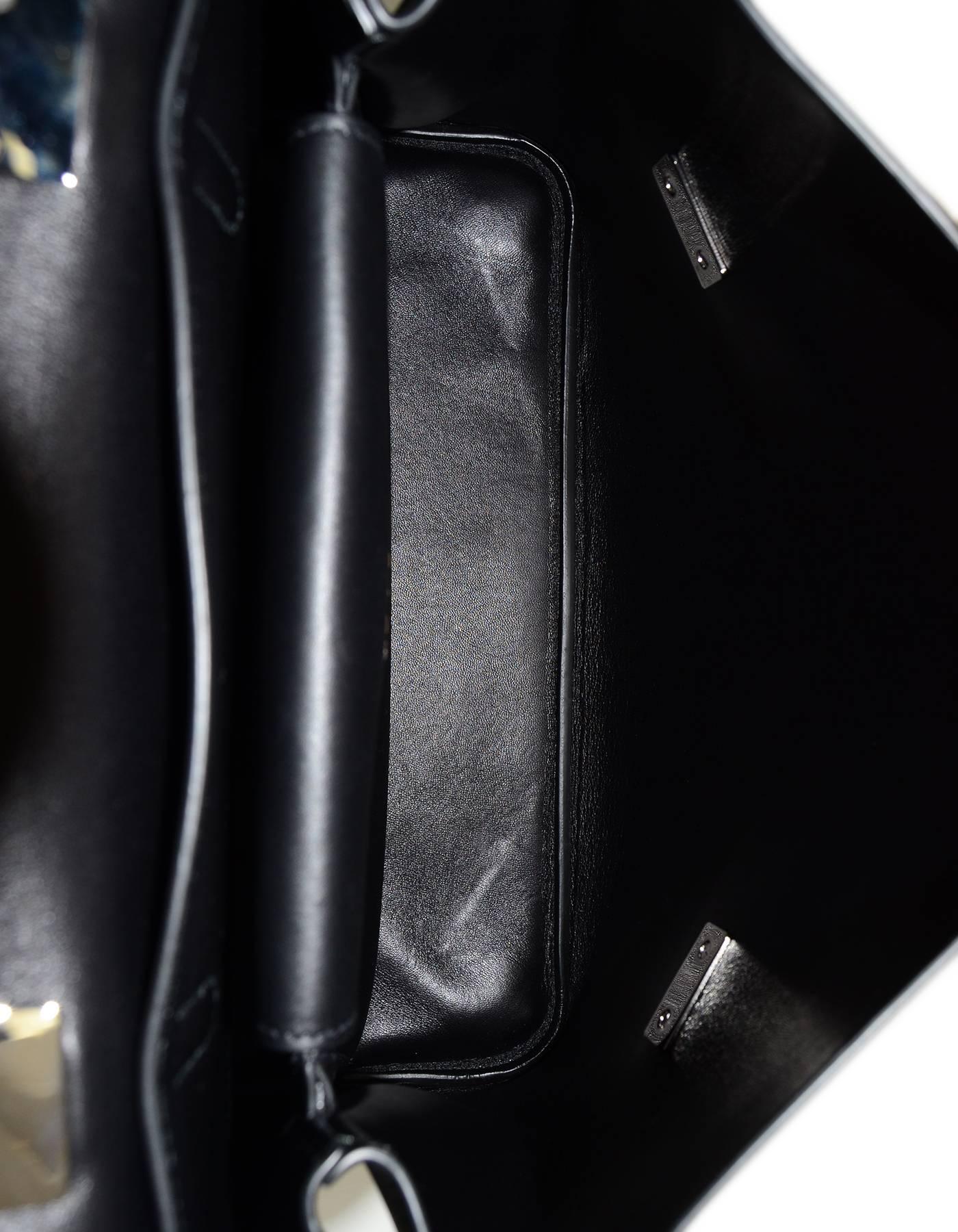 Prada Black Calf Leather Pattina City Satchel Bag w/ Optional Strap  1