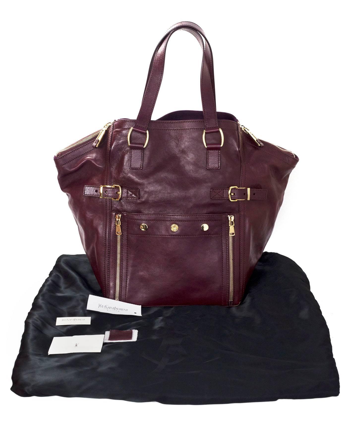 Yves Saint Laurent Burgundy Leather Large Downtown Tote Bag 5