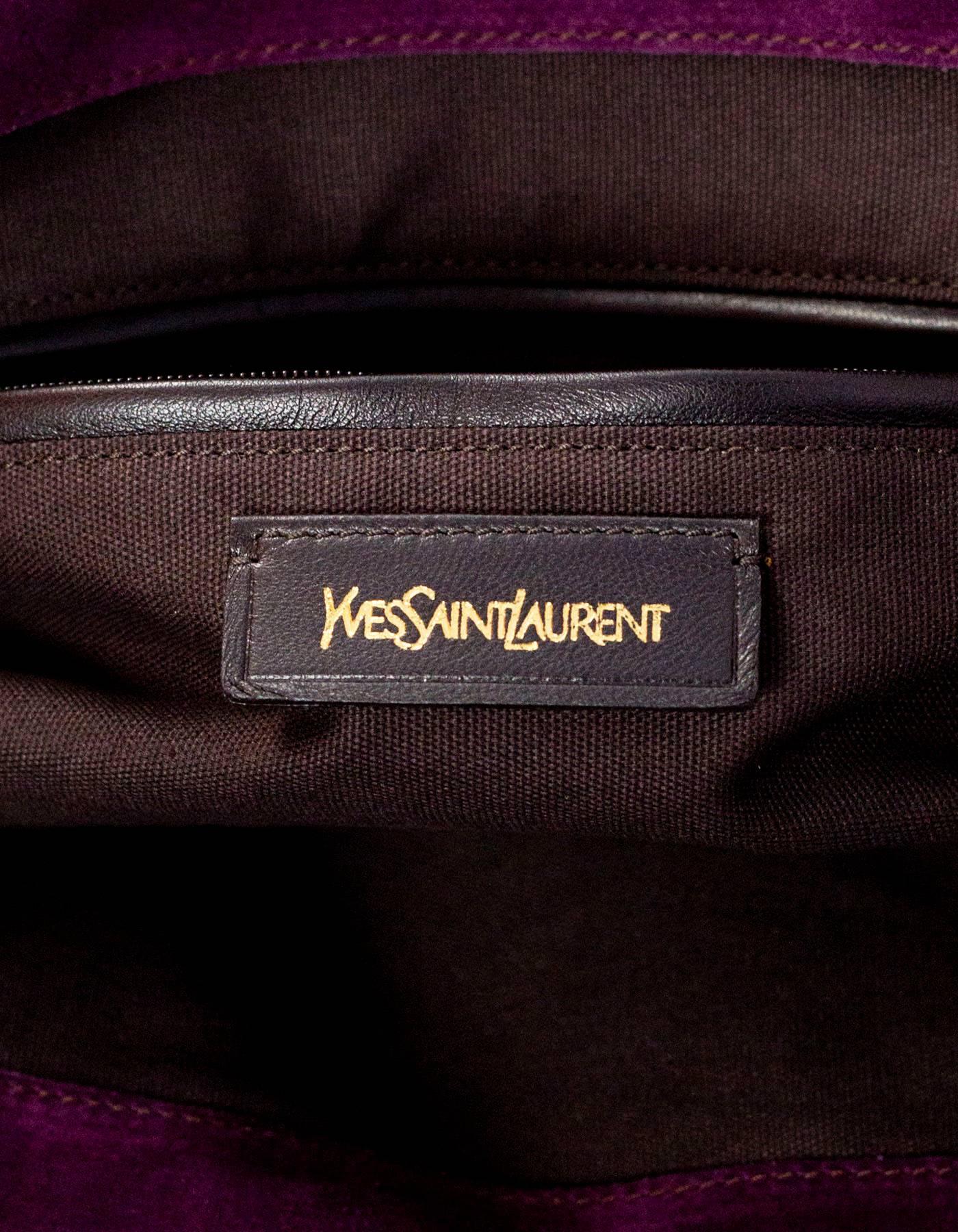 Yves Saint Laurent Burgundy Leather Large Downtown Tote Bag 3