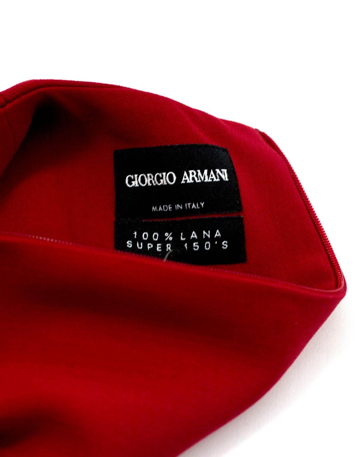 Giorgio Armani Red Wool Dress Sz IT46 NWT In Excellent Condition In New York, NY