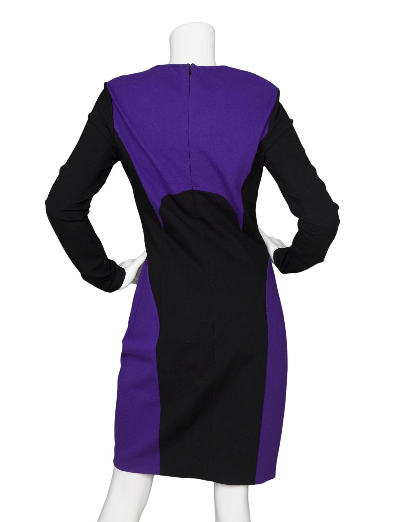 Michael Kors Purple & Black Sheath Dress sz US8 In Excellent Condition In New York, NY