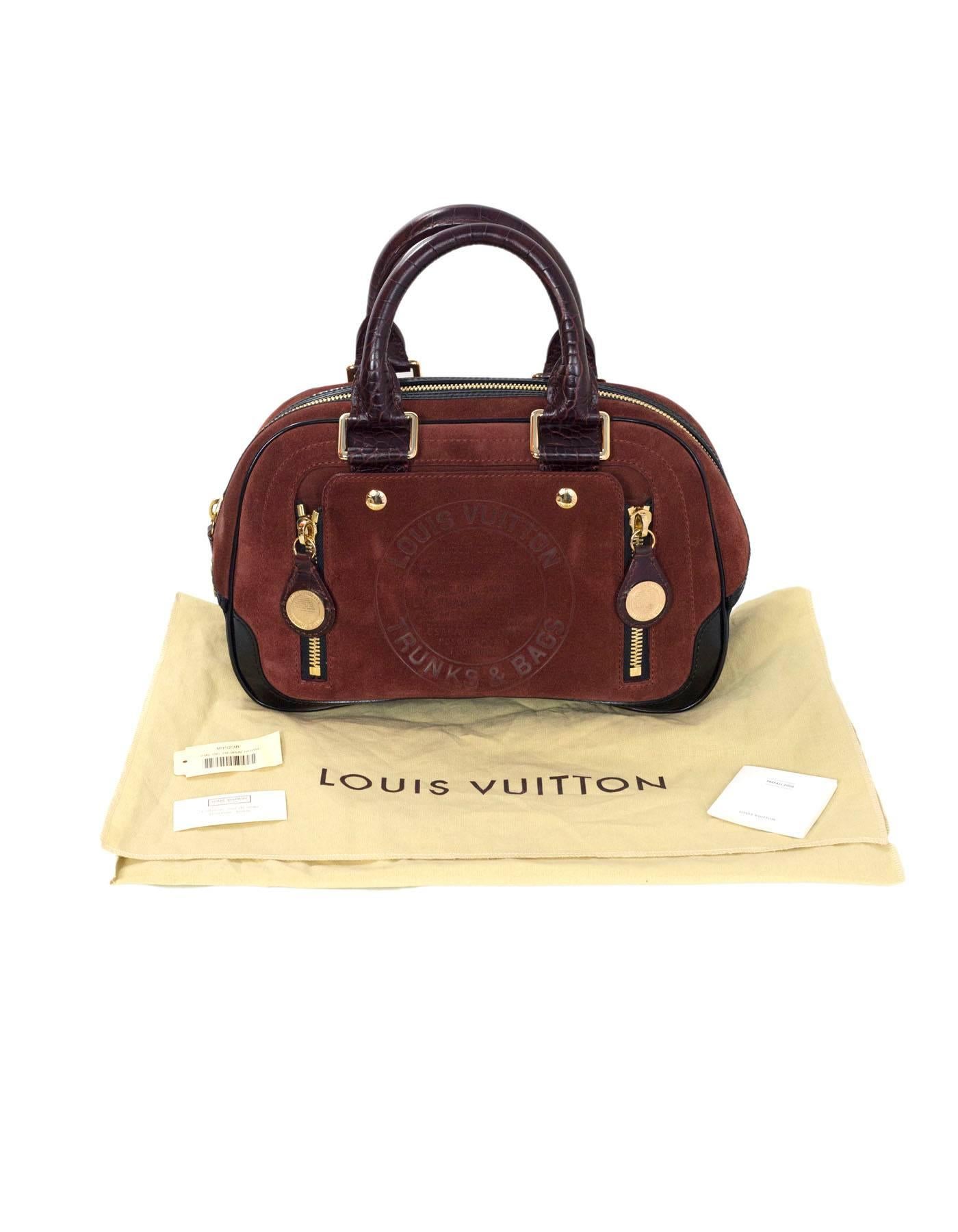 Louis Vuitton Limited Edition Rust Suede Havane Stamped Trunk PM Bowler Bag 2