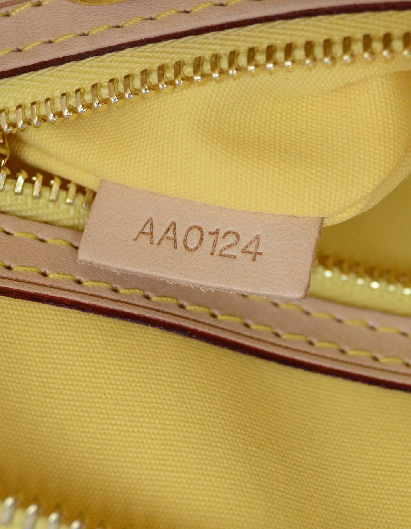 Women's Louis Vuitton Yellow Monogram Vernis Brea MM Tote Bag