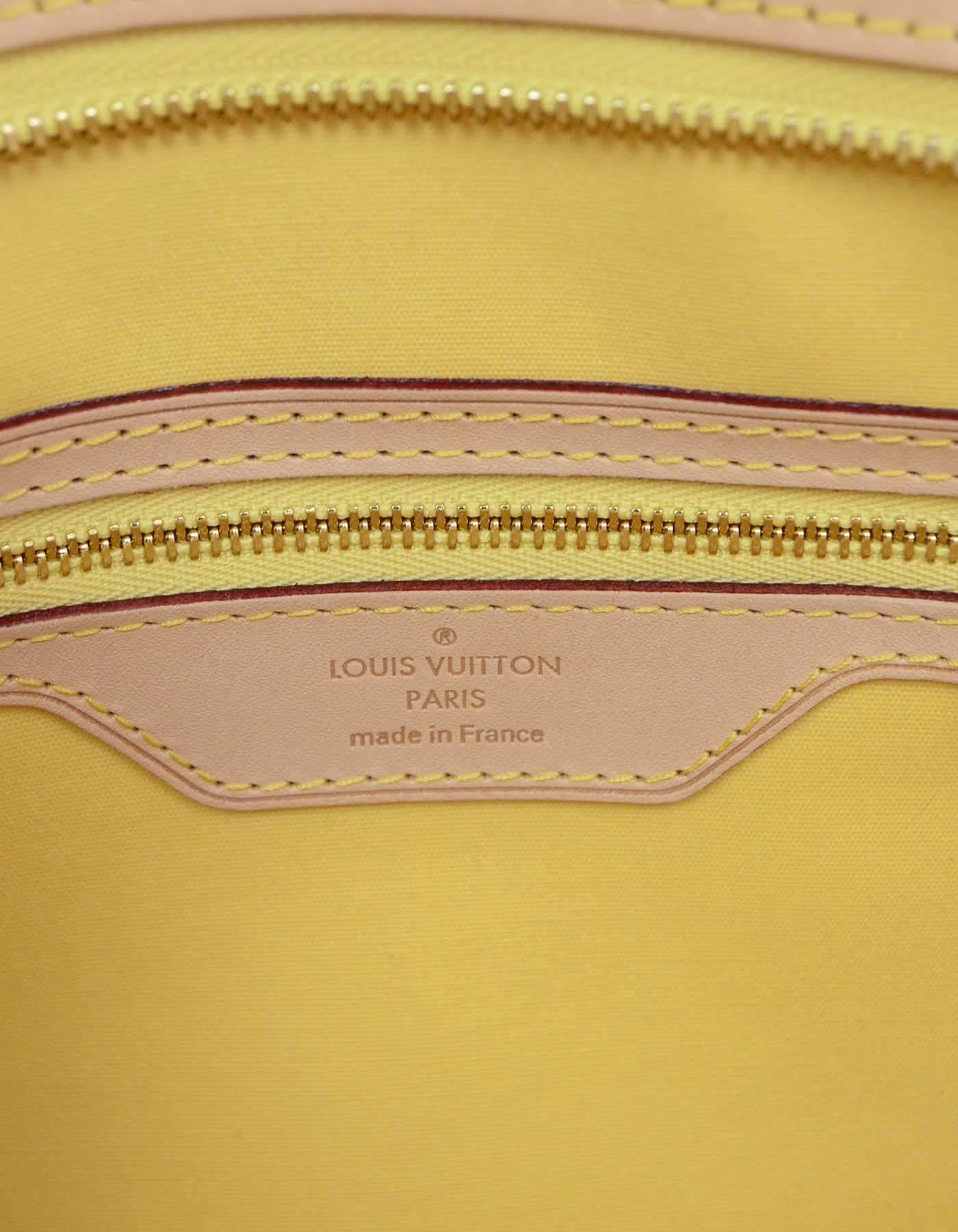 Louis Vuitton Yellow Monogram Vernis Brea MM Tote Bag In Excellent Condition In New York, NY