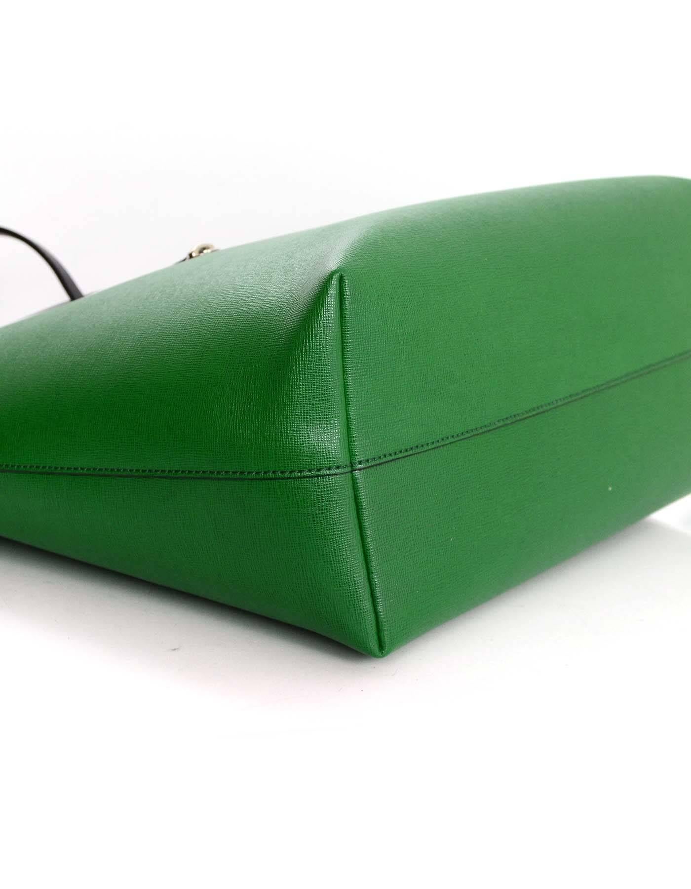 Women's Fendi Green Textured Leater Monster Roll Tote Bag