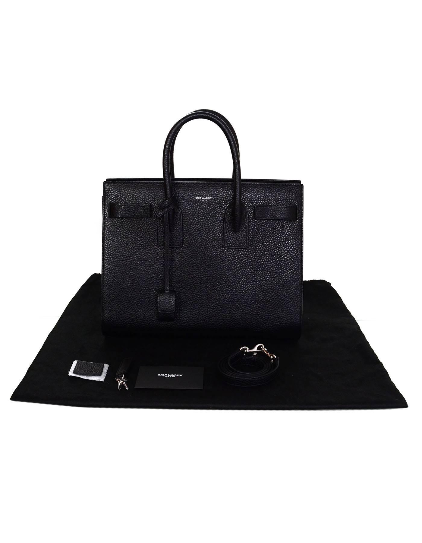 Saint Laurent Black Grained Calfskin Small Sac De Jour Tote Bag w/ Strap 5