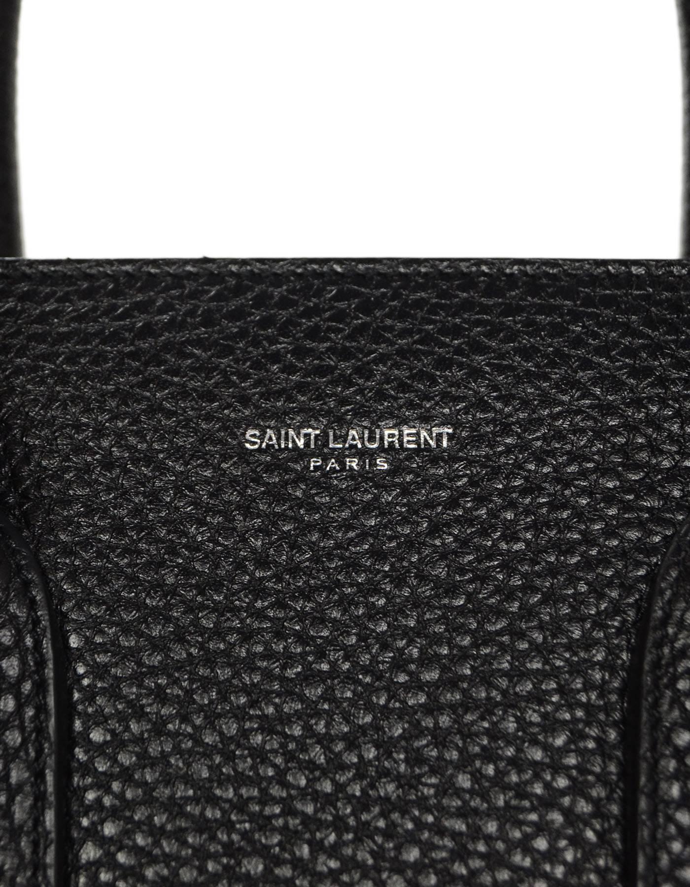 Saint Laurent Black Grained Calfskin Small Sac De Jour Tote Bag w/ Strap 3