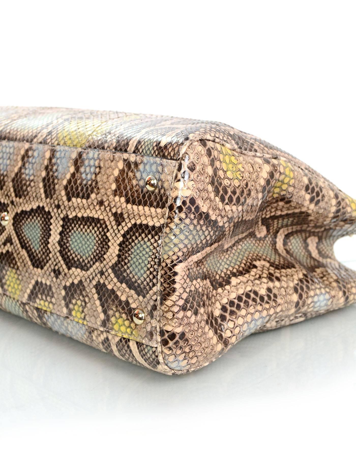 Beige Gucci Blush Python Large Shopper Tote Bag w. Bamboo Handles rt. $3, 800 