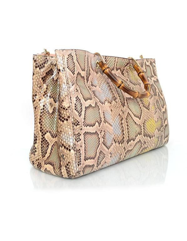 Gucci Blush Python Large Shopper Tote Bag w. Bamboo Handles rt. $3,800 For Sale at 1stdibs