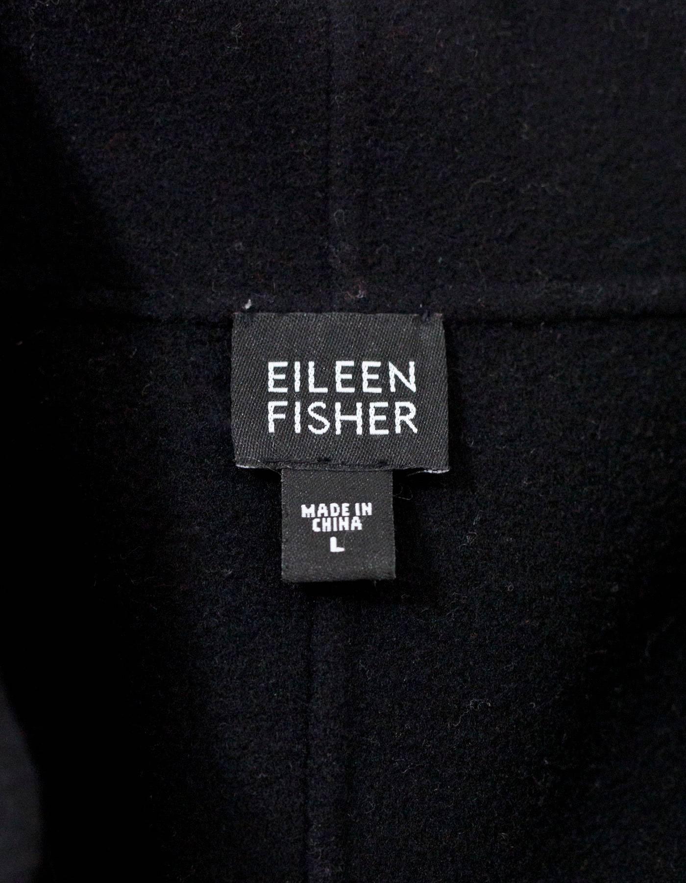 Women's Eileen Fisher Black Draped Coat Sz L