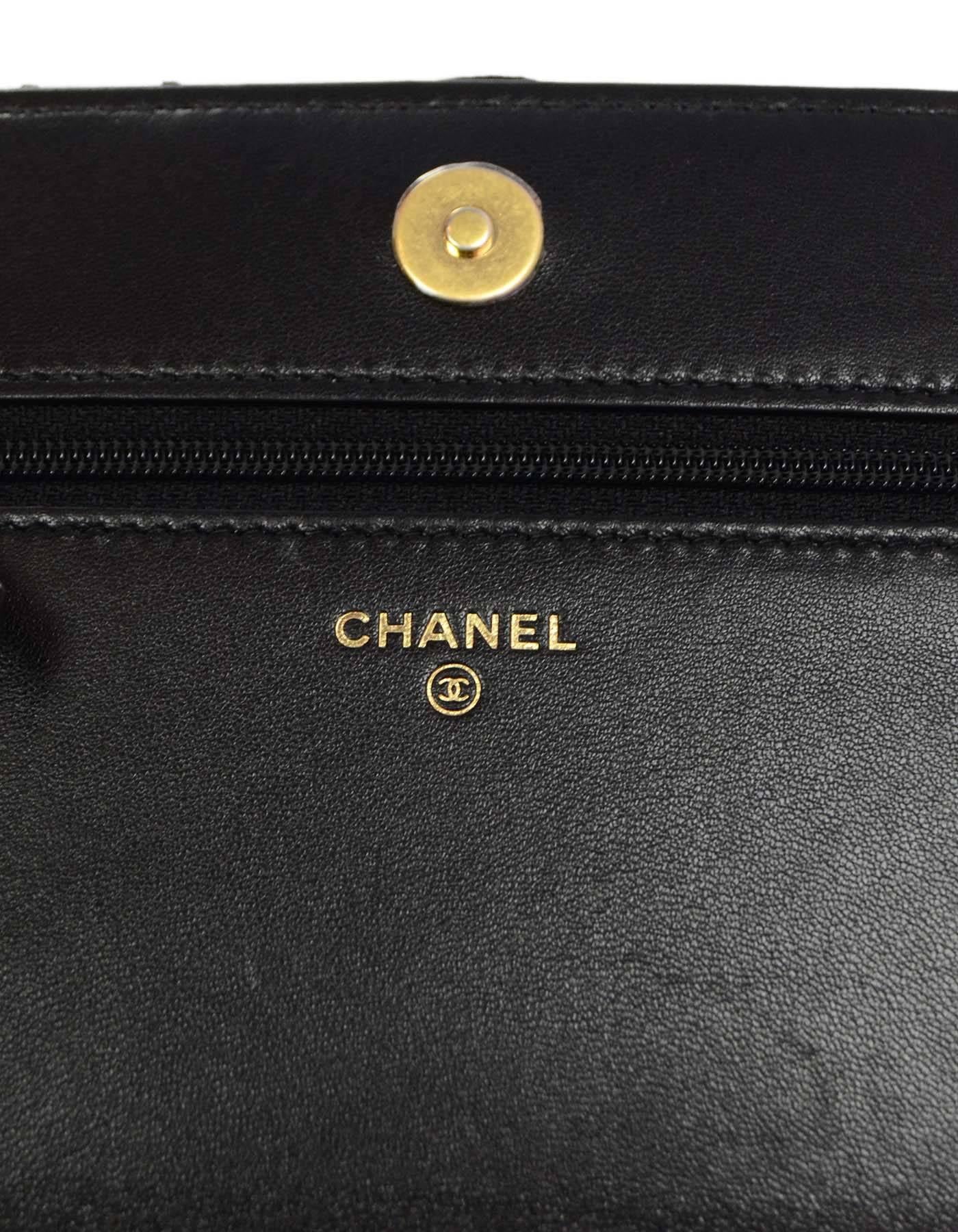 Women's Chanel NEW 2017 Black Python Boy Wallet on a Chain WOC Crossbody Bag