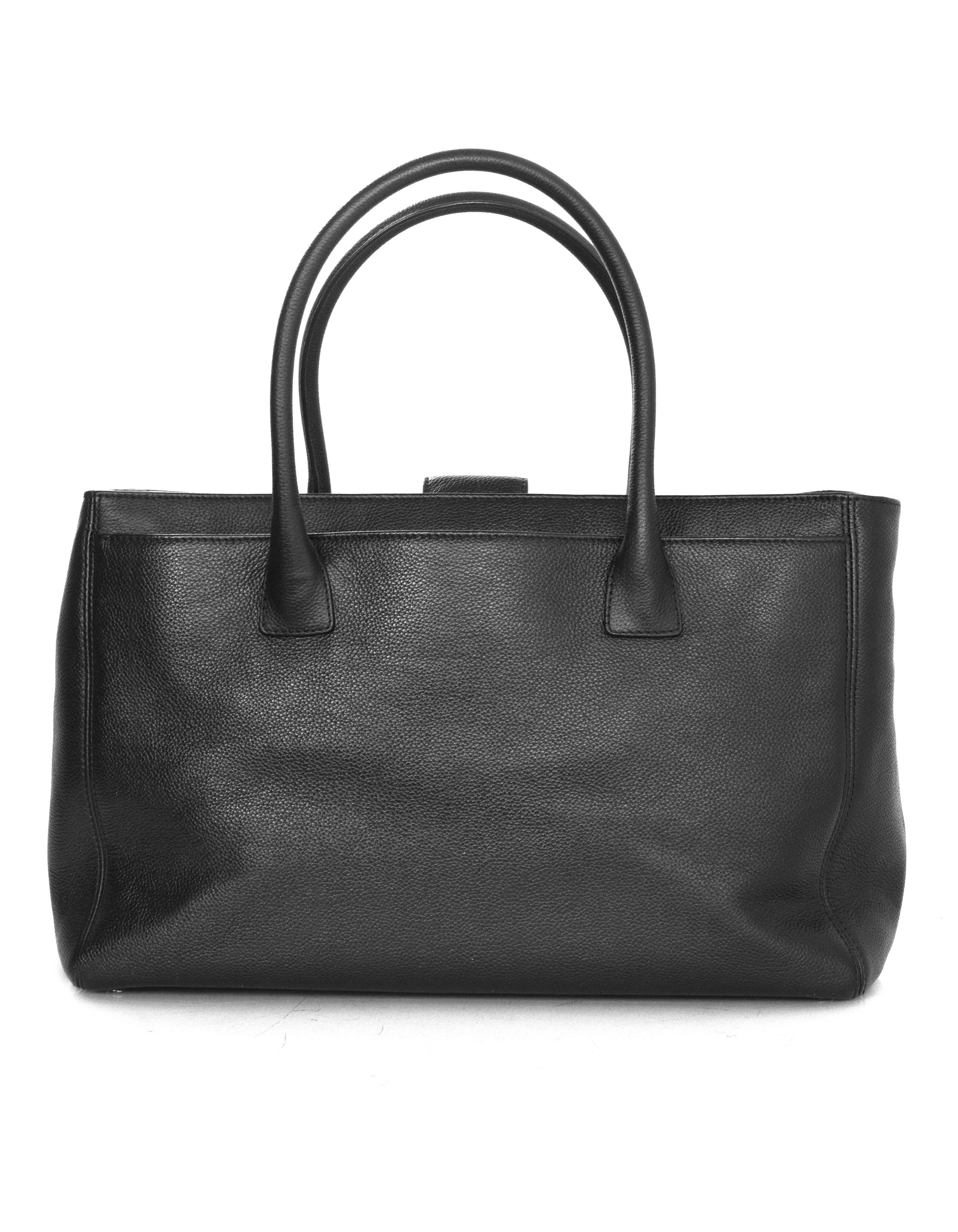 Chanel Black Deerskin Leather Executive Cerf Tote Bag w/ Strap  In Excellent Condition In New York, NY