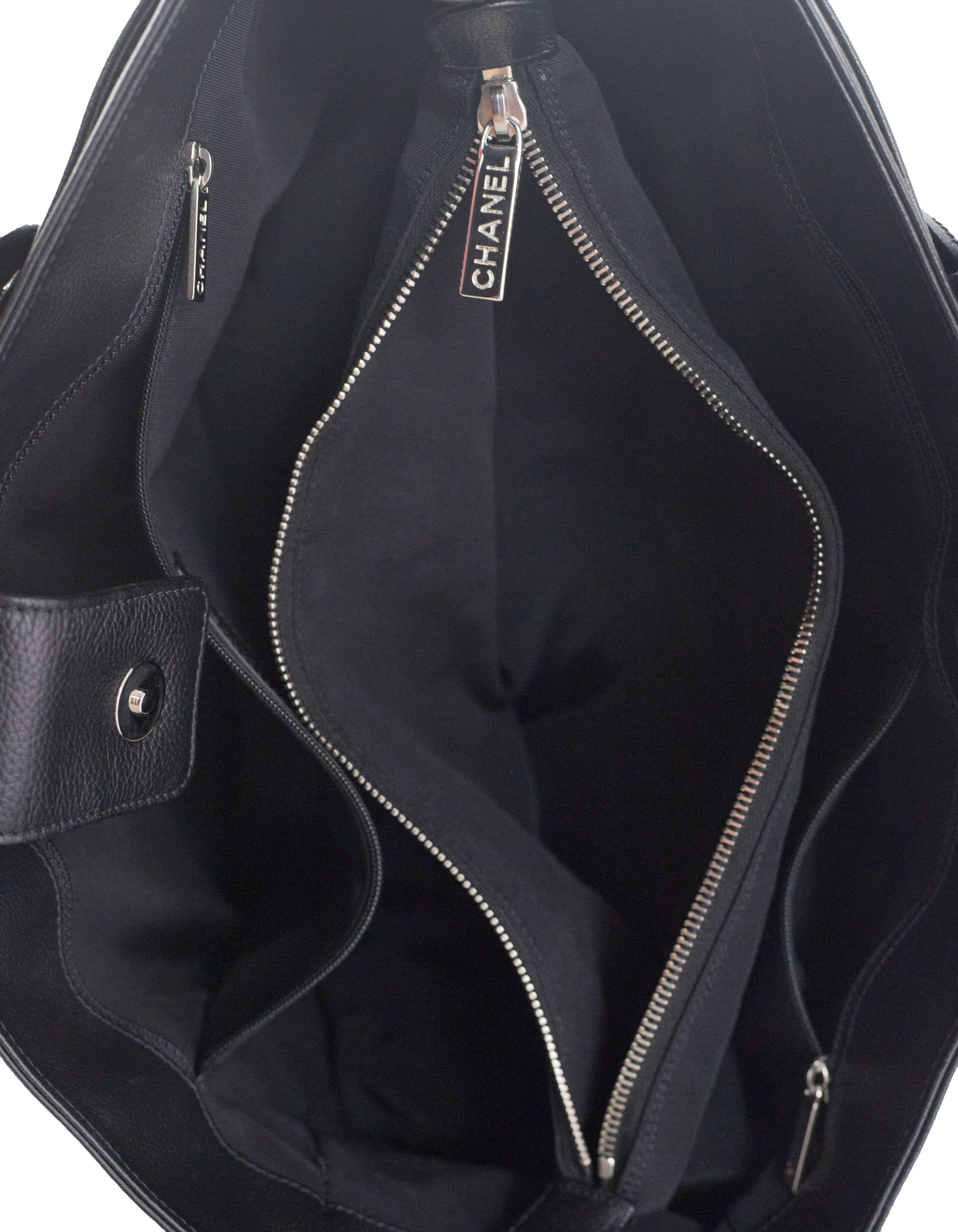 Chanel Black Deerskin Leather Executive Cerf Tote Bag w/ Strap  2
