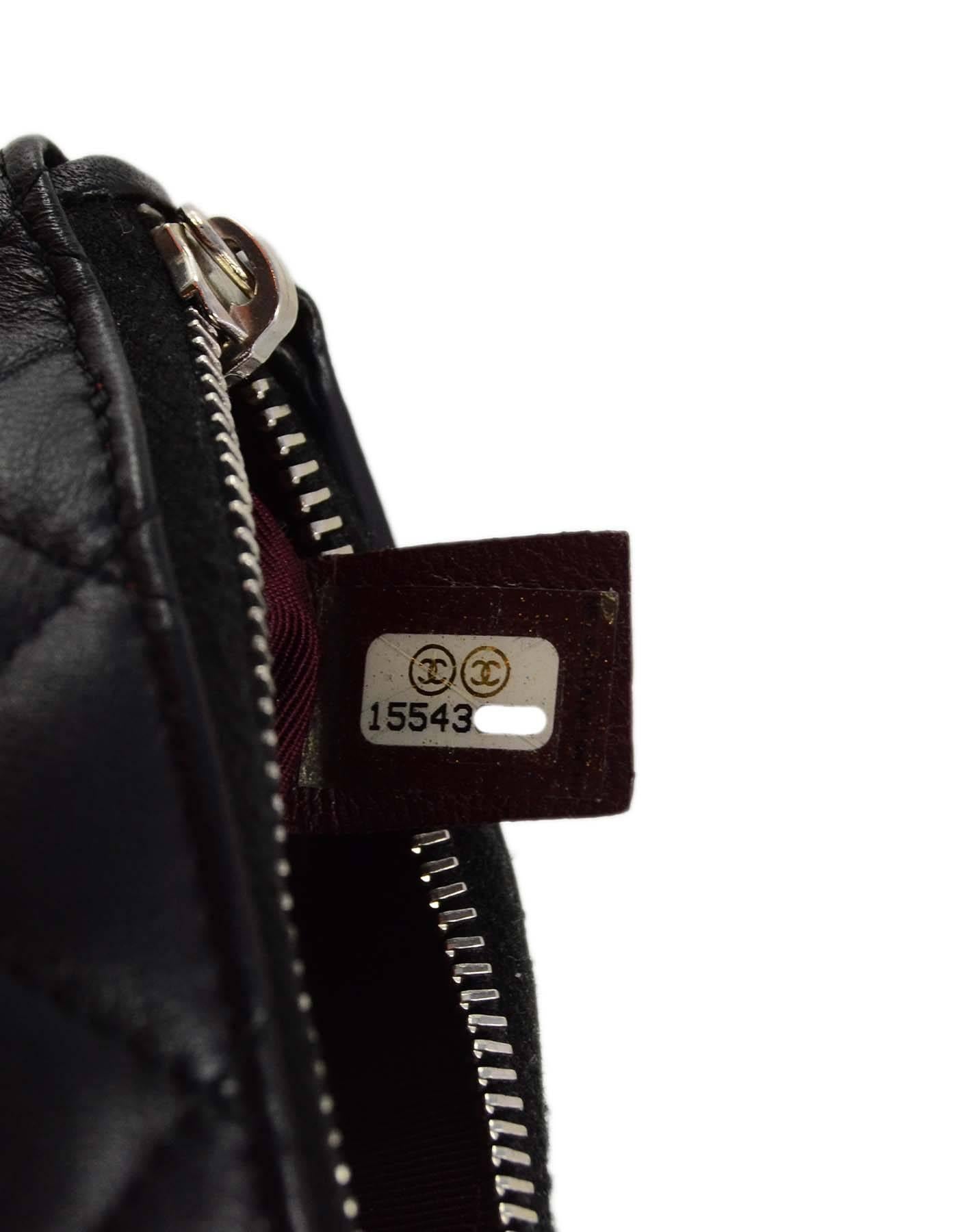 Chanel Black Lambskin Leather Quilted Coin Purse Key Ring 1