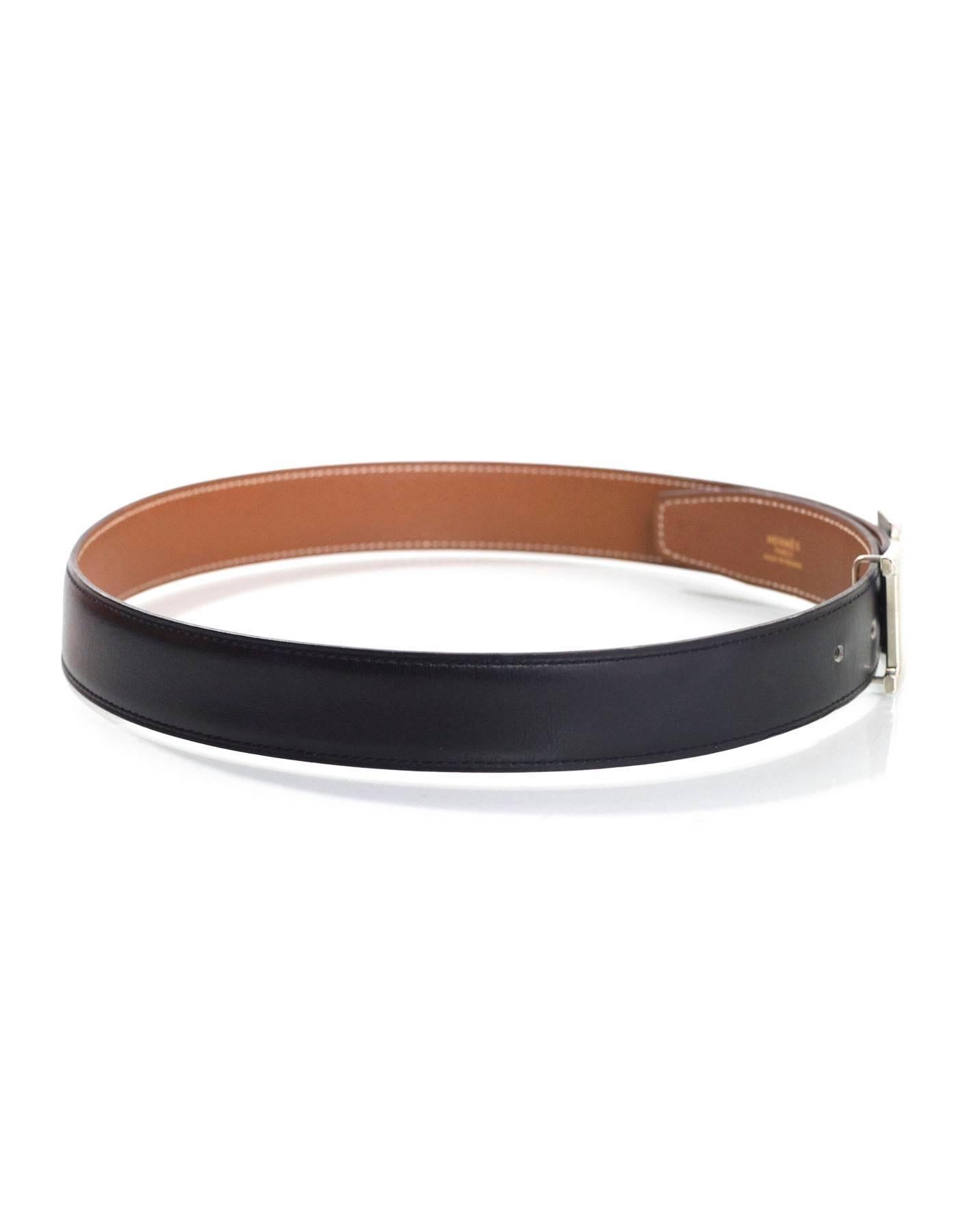 Hermes Black Leather and PHW H Belt Kit Sz 70 In Good Condition In New York, NY