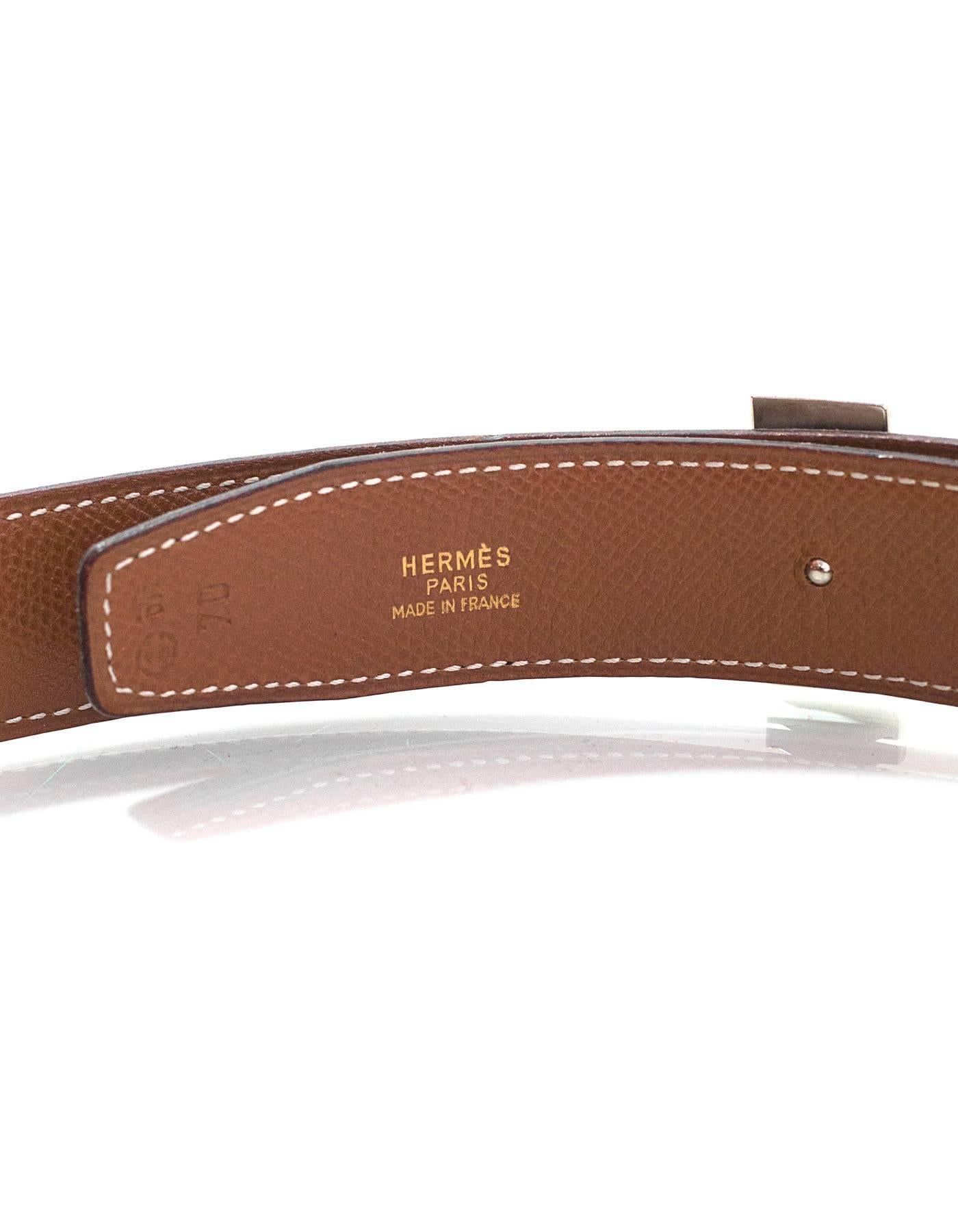 Hermes Black Leather and PHW H Belt Kit Sz 70 1