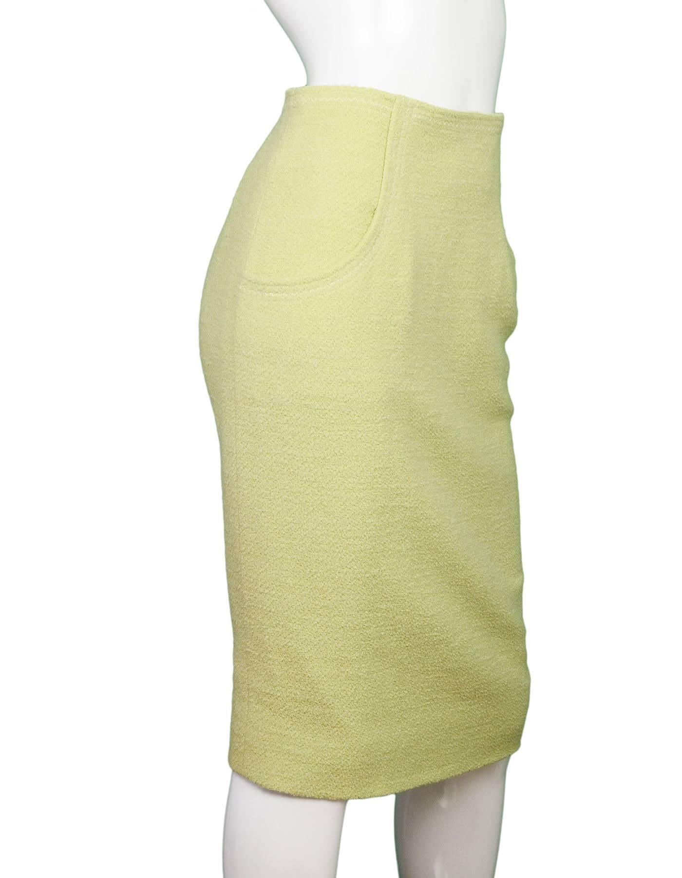 chartreuse pencil skirt