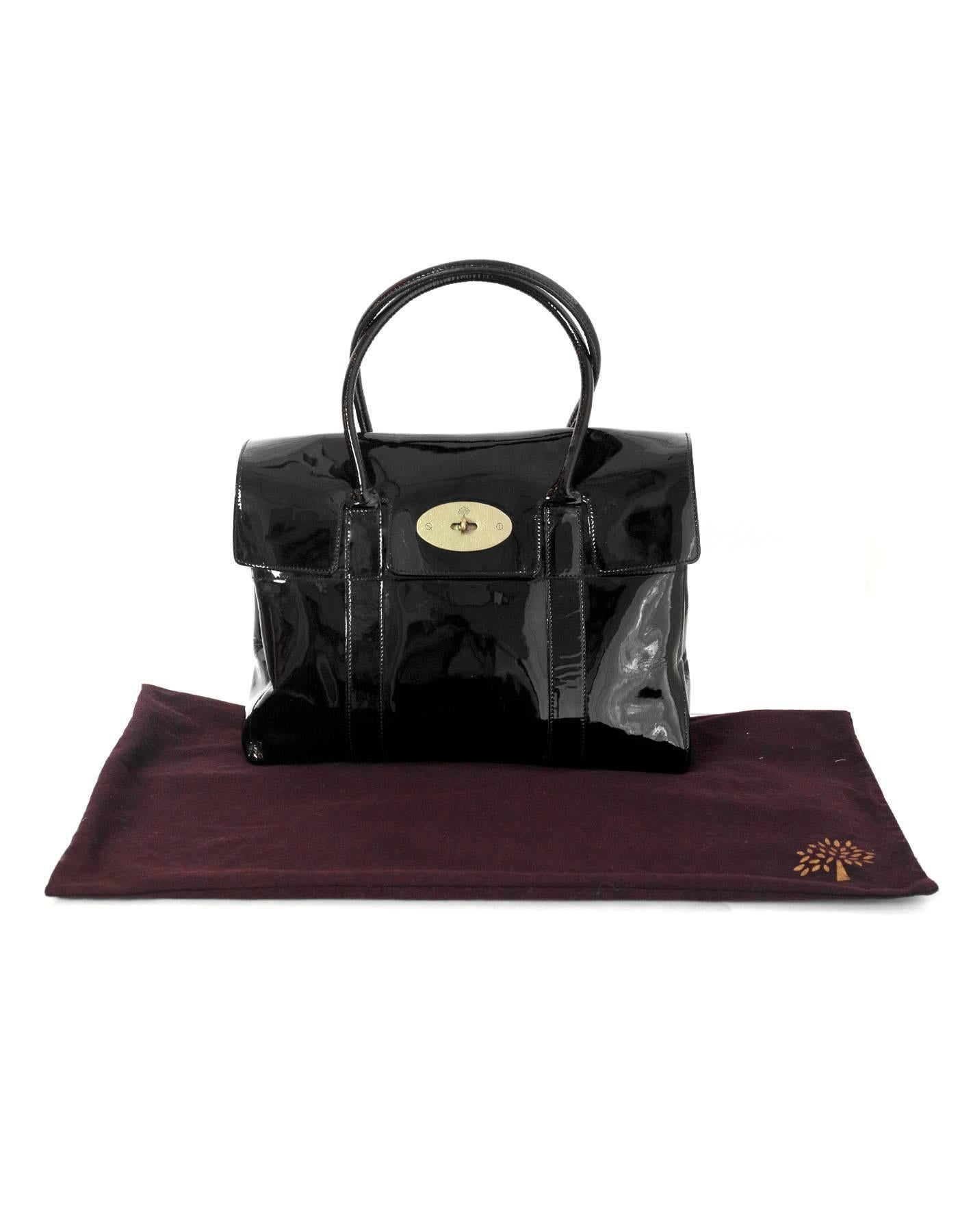 Mulberry Black Patent Leather Bayswater Tote Bag 3