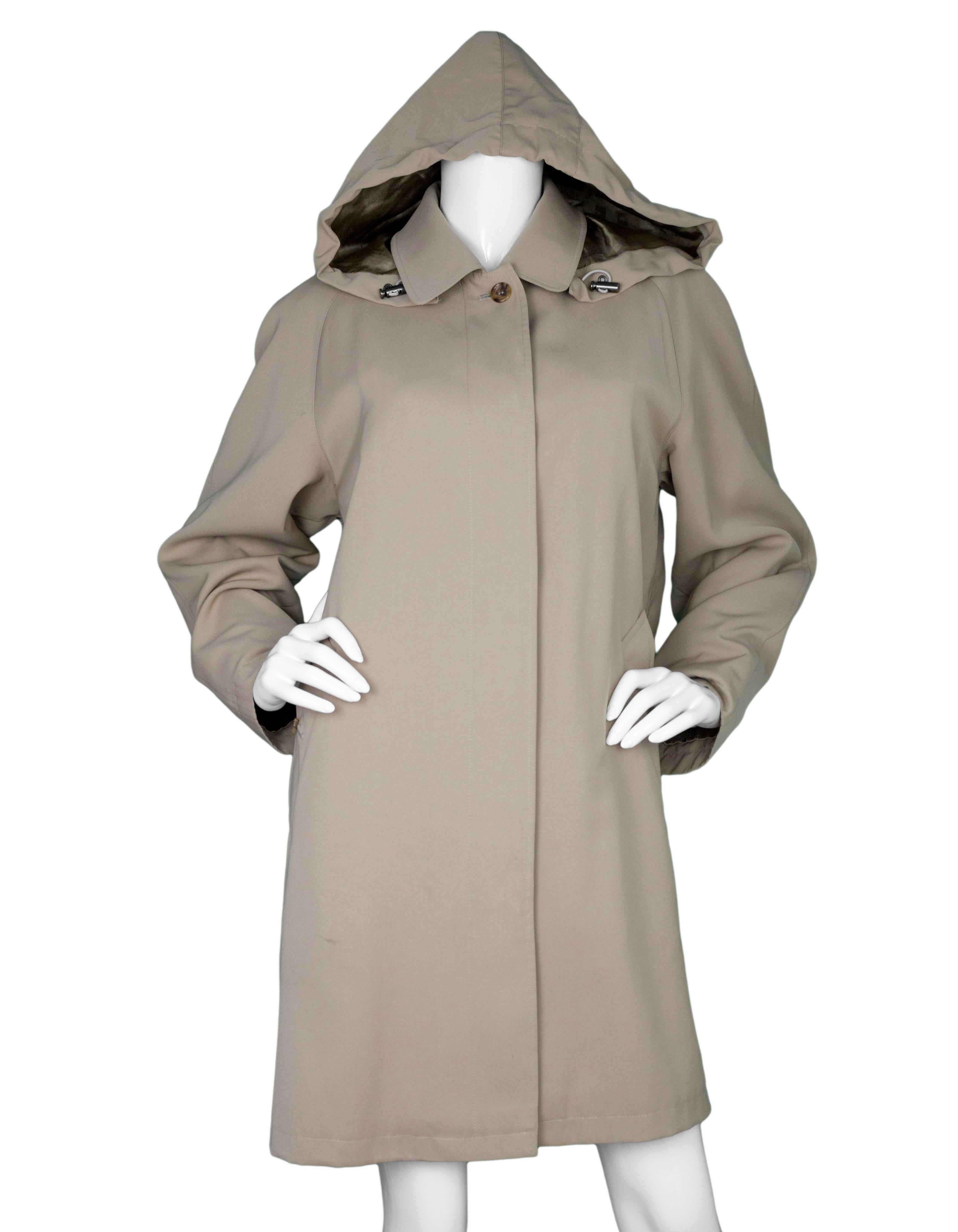 Brown Burberry London Tan Trench Coat w/ Detachable Hood sz XL