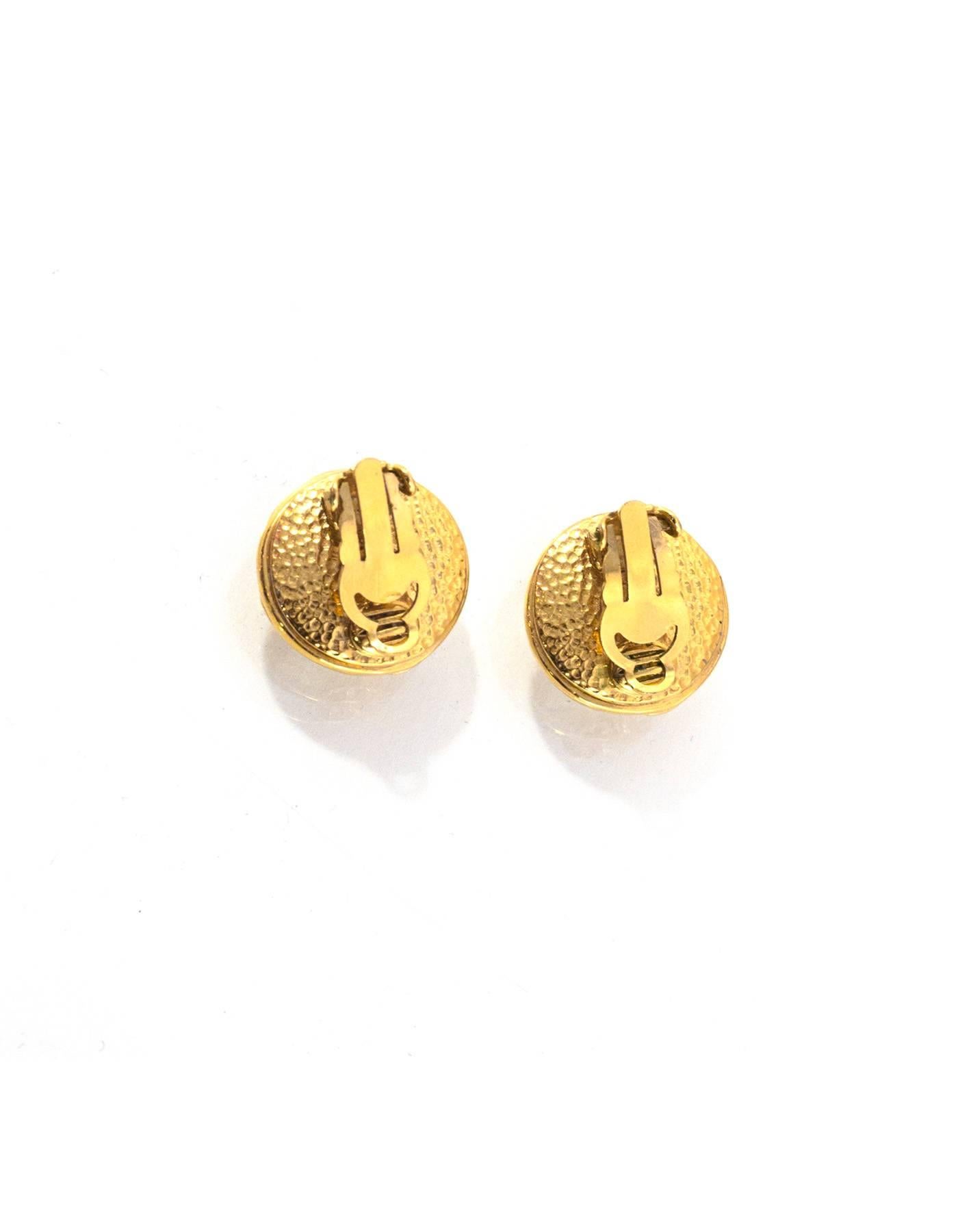 Chanel Vintage '95 Crystal w/ Goldtone CCs Clip On Earrings  In Excellent Condition In New York, NY