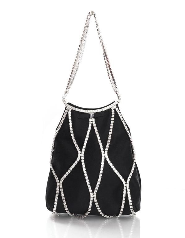 Salvatore Ferragamo Black Evening Bag w Crystals For Sale at 1stDibs