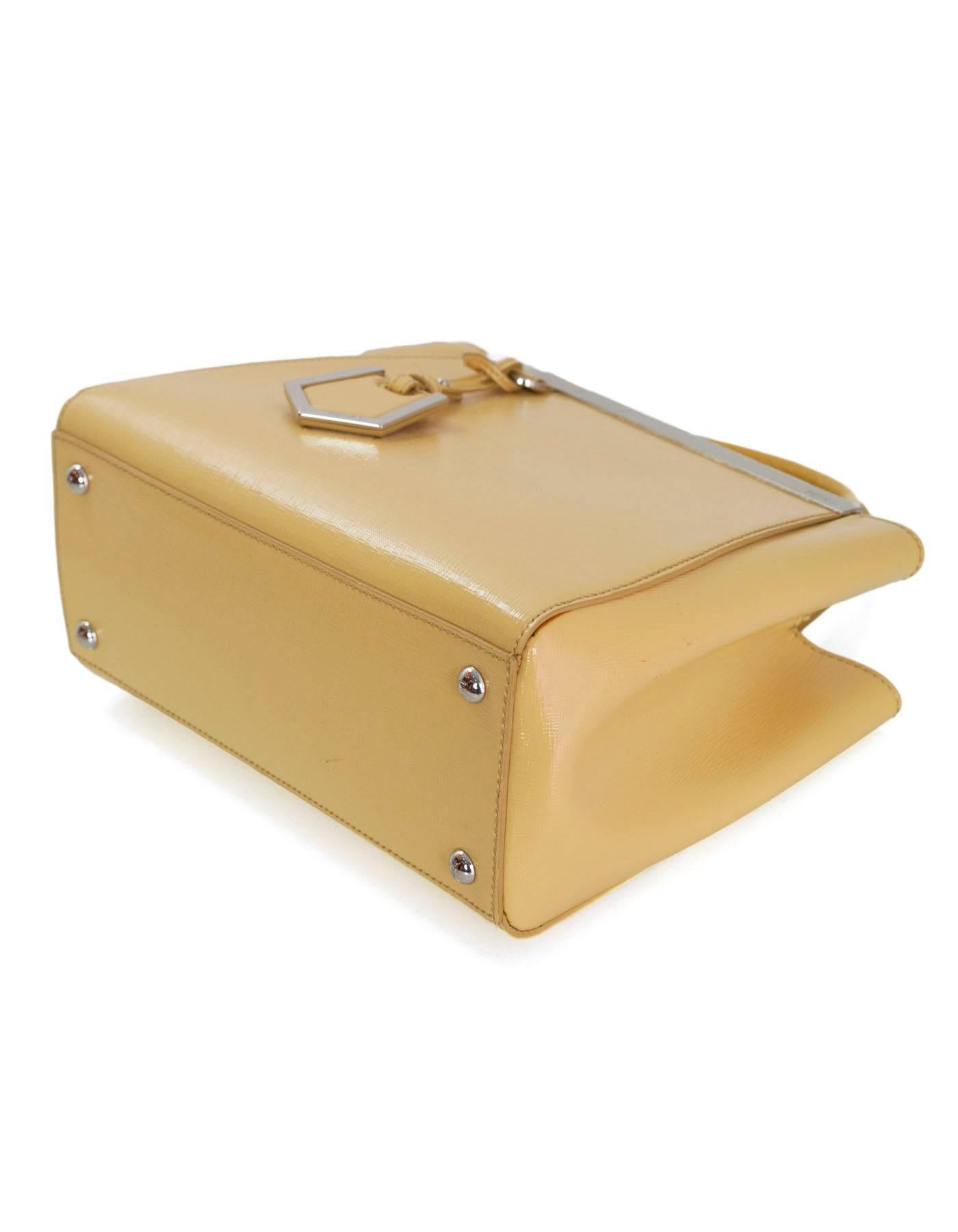 Fendi Yellow Patent Leather Petite 2Jours Satchel Crossbody Bag 2