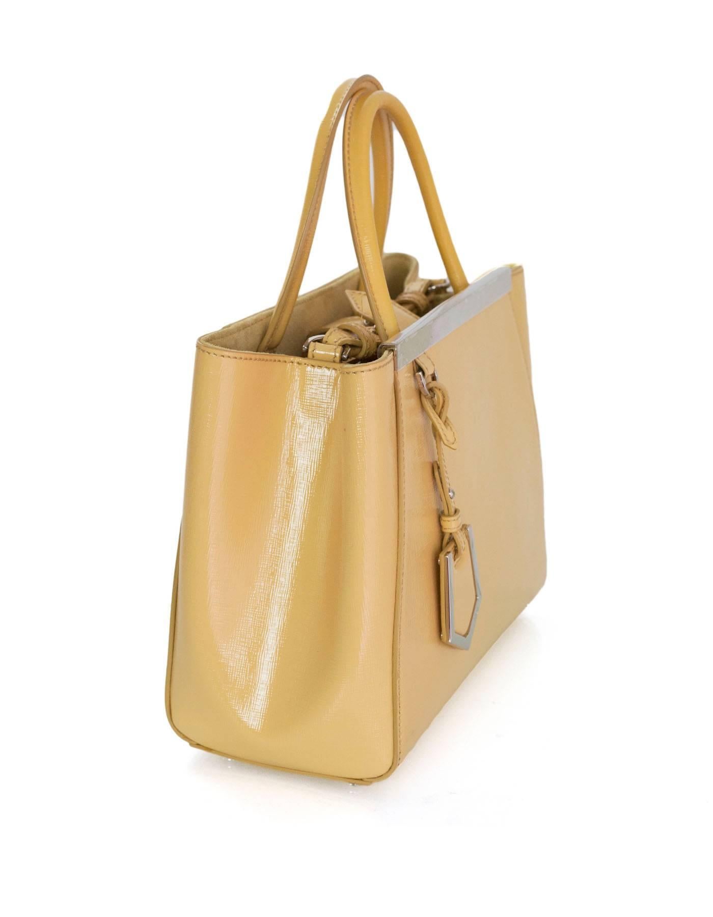 Fendi Yellow Patent Leather Petite 2Jours Satchel Crossbody Bag In Excellent Condition In New York, NY
