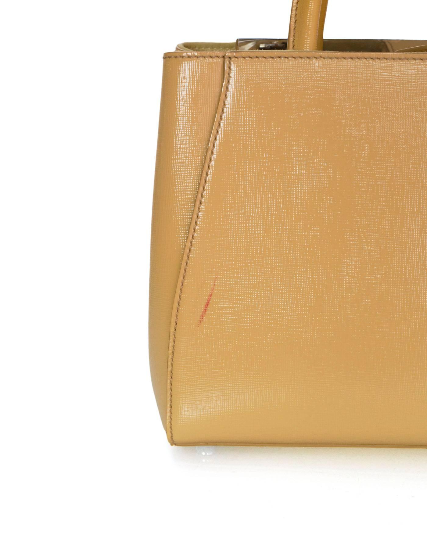 Women's Fendi Yellow Patent Leather Petite 2Jours Satchel Crossbody Bag
