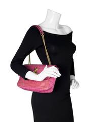 Vivienne Westwood Pink Croc Embossed Shoulder Bag