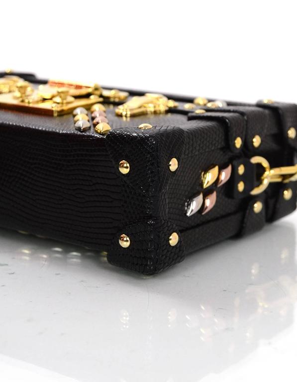 Louis Vuitton Black Lizard Studded Petite Malle Crossbody Bag with Box For  Sale at 1stDibs