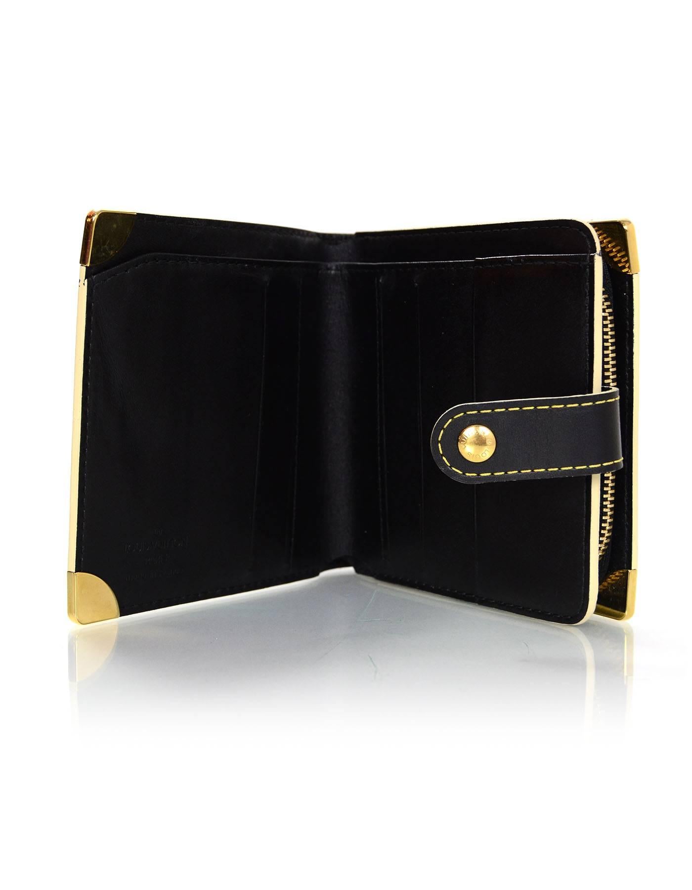 Women's or Men's Louis Vuitton Black Leather Compact Suhali Wallet rt. $690