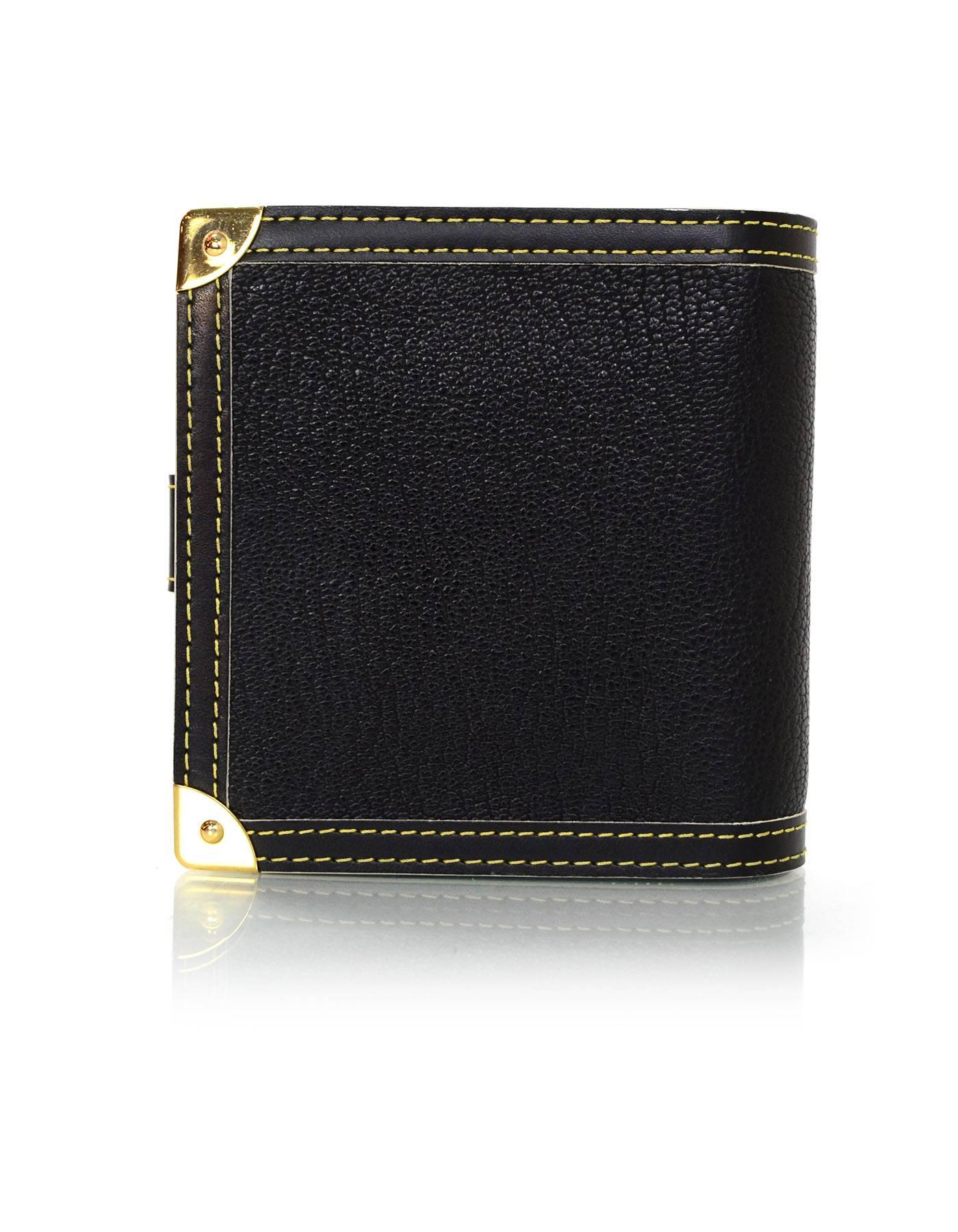Louis Vuitton Black Leather Compact Suhali Wallet rt. $690 In Excellent Condition In New York, NY