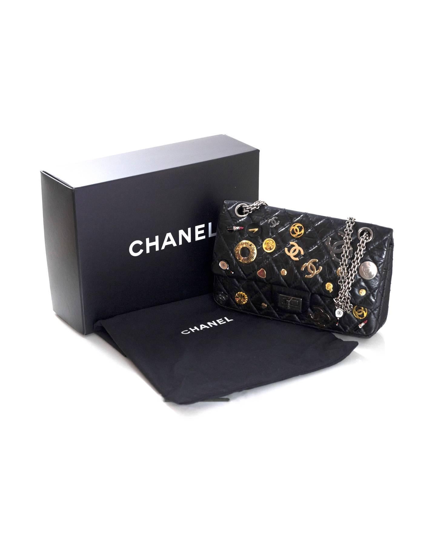 Chanel Black CC Lucky Charm 2.55 Reissue 225 Double Flap Bag 3