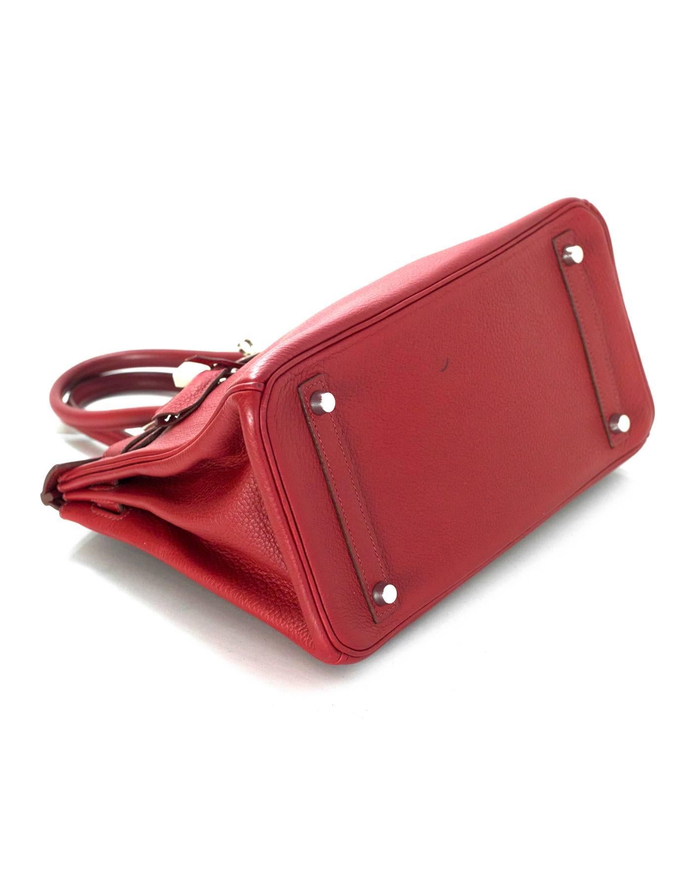 Women's Hermes Red Clemence Leather 30cm Birkin Bag PHW