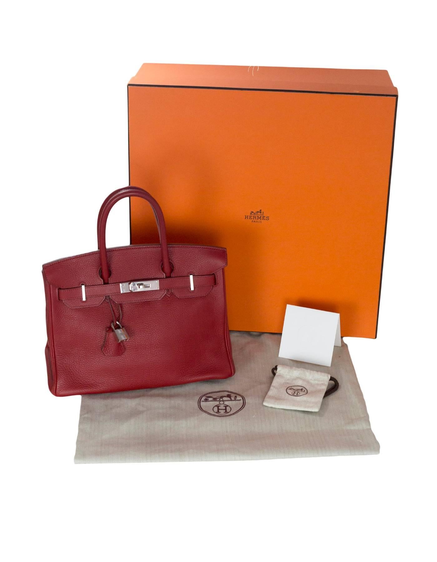 Hermes Red Clemence Leather 30cm Birkin Bag PHW 6