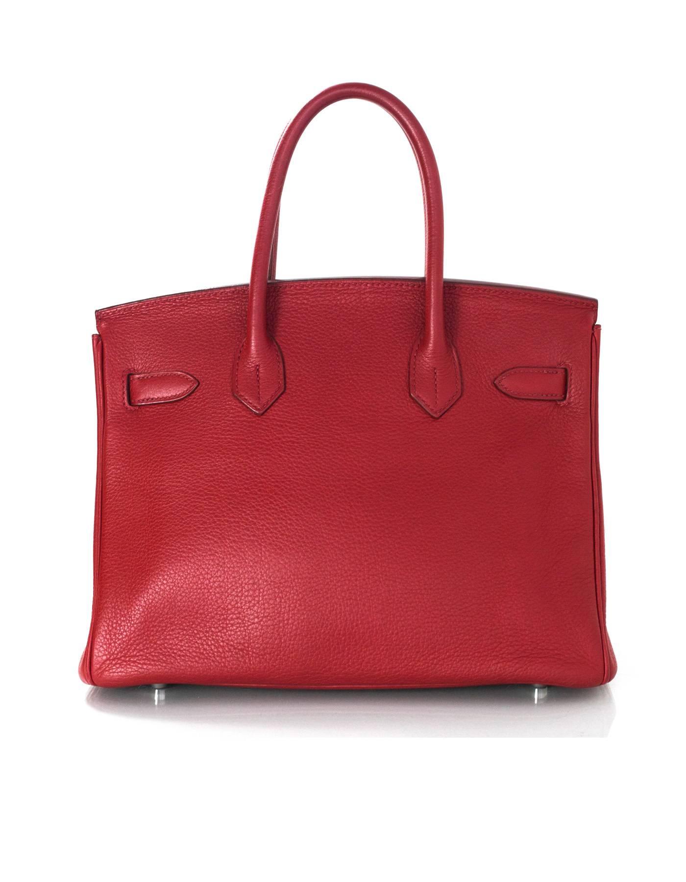 Hermes Red Clemence Leather 30cm Birkin Bag PHW In Excellent Condition In New York, NY