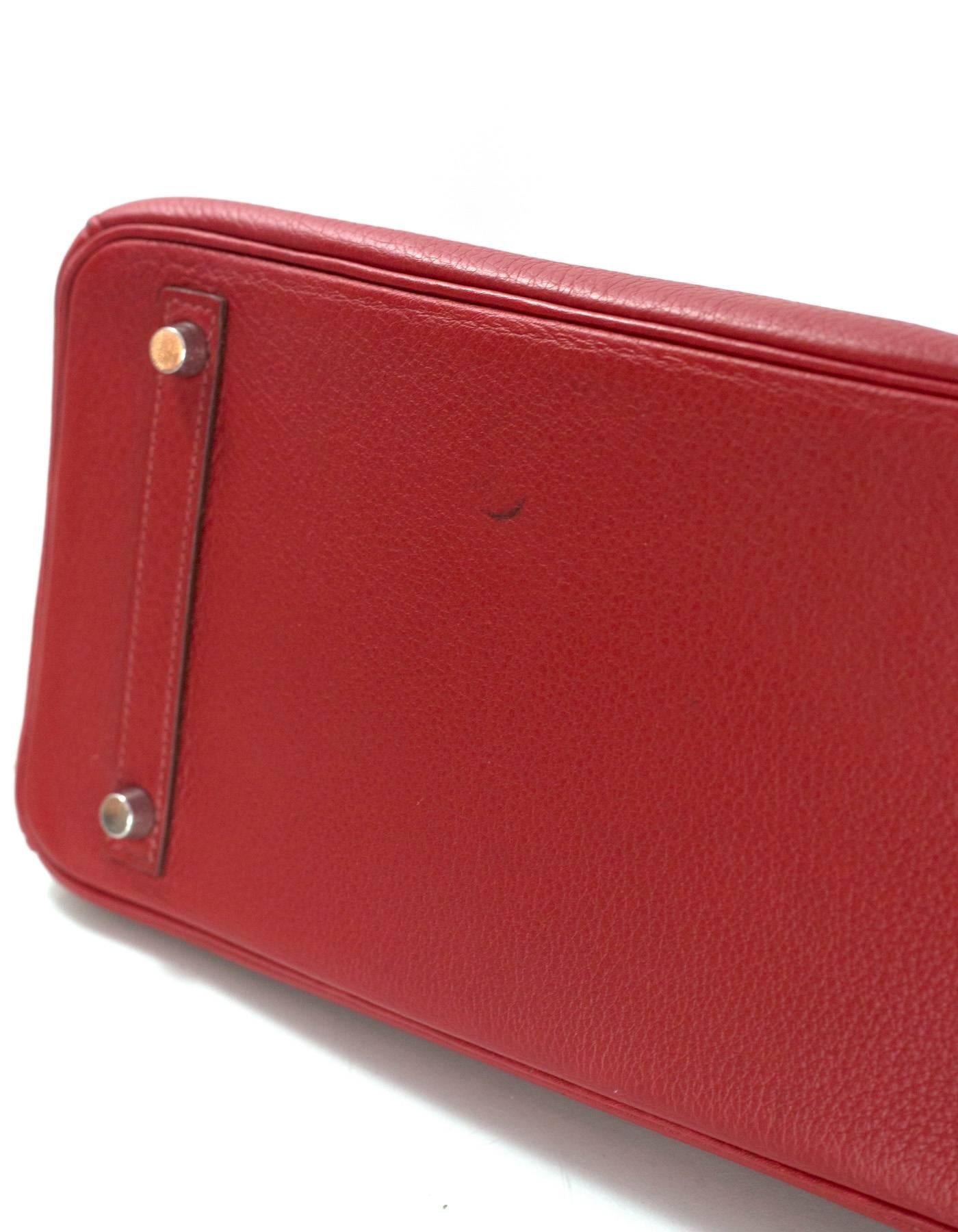 Hermes Red Clemence Leather 30cm Birkin Bag PHW 3