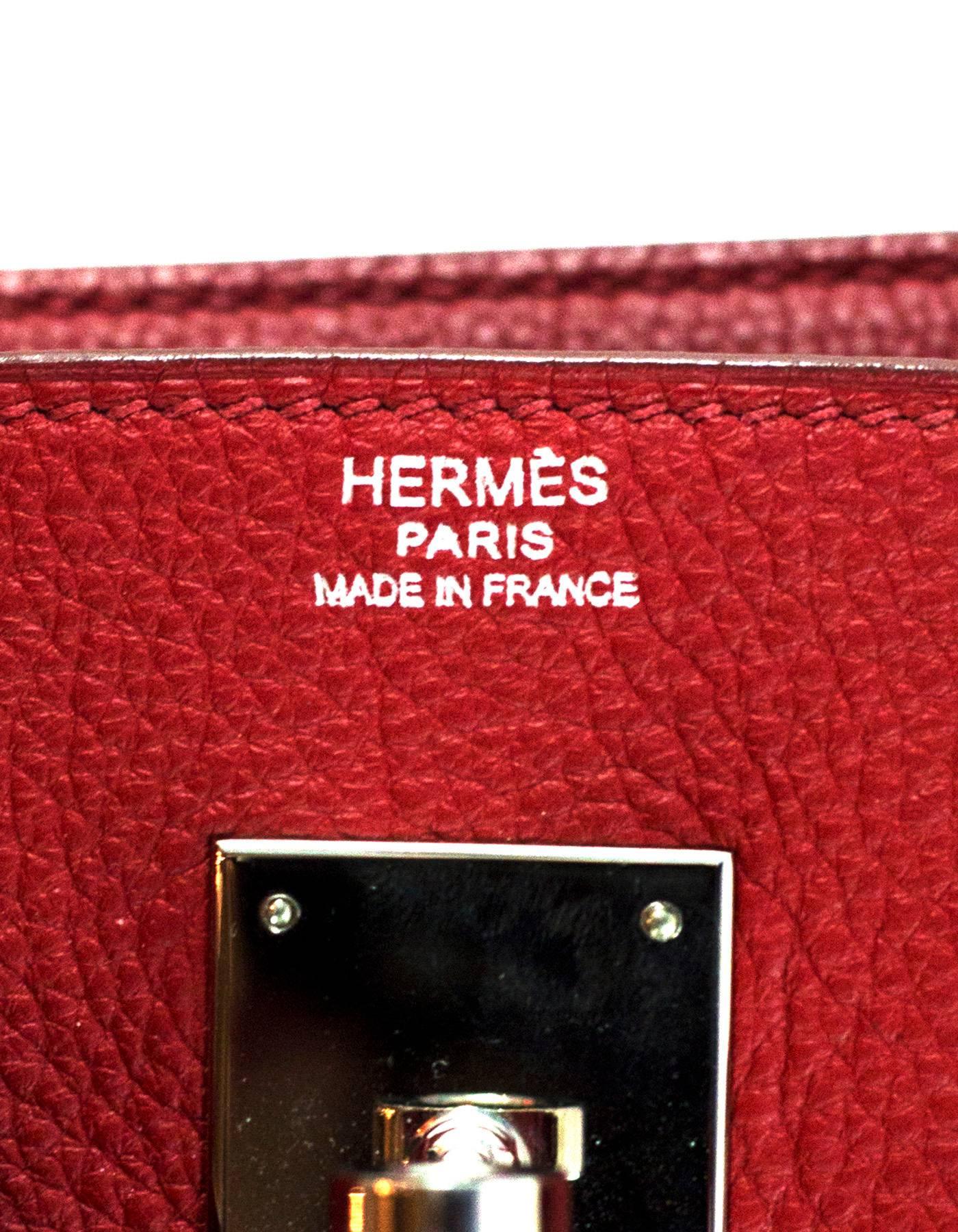 Hermes Red Clemence Leather 30cm Birkin Bag PHW 4