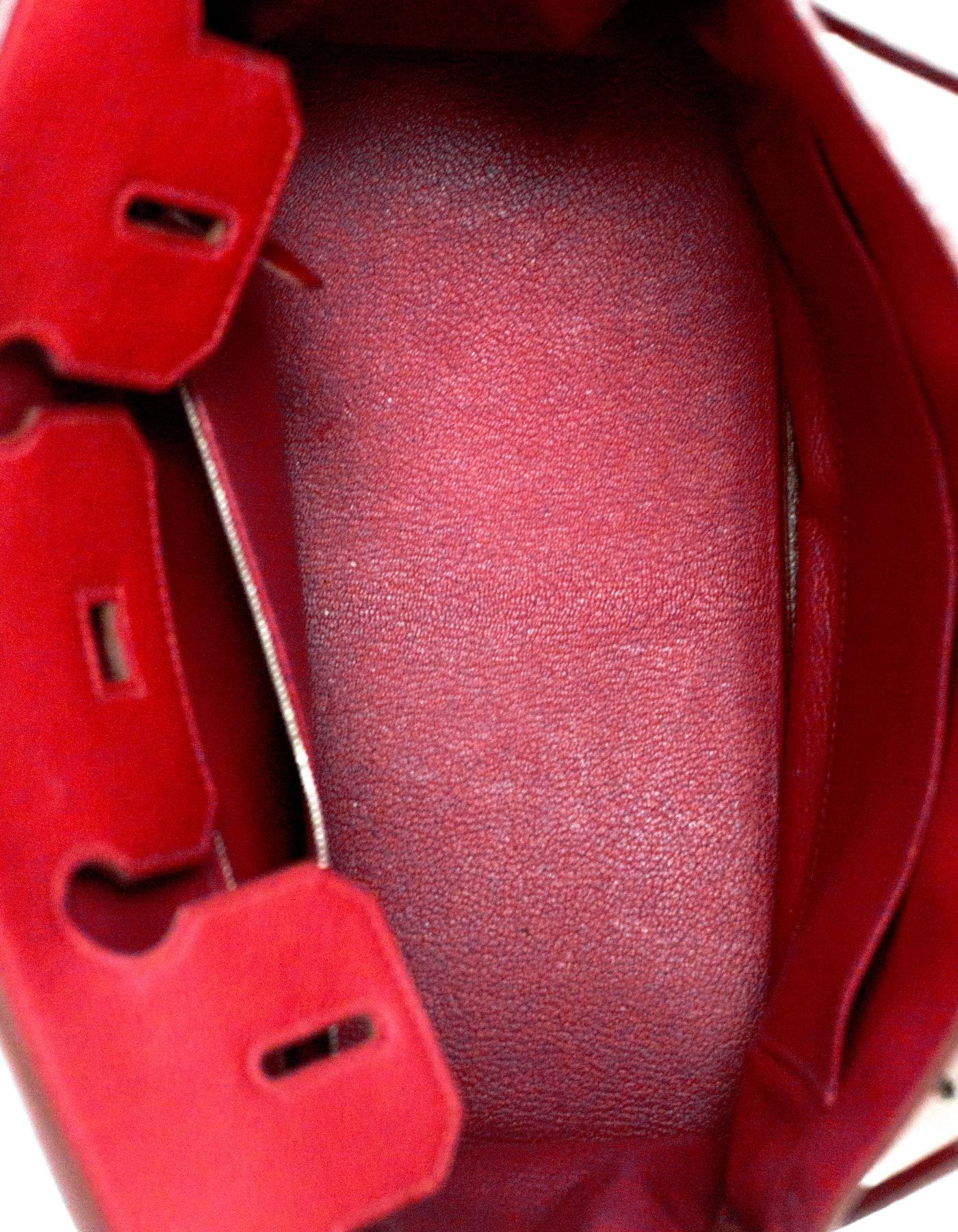 Hermes Red Clemence Leather 30cm Birkin Bag PHW 2