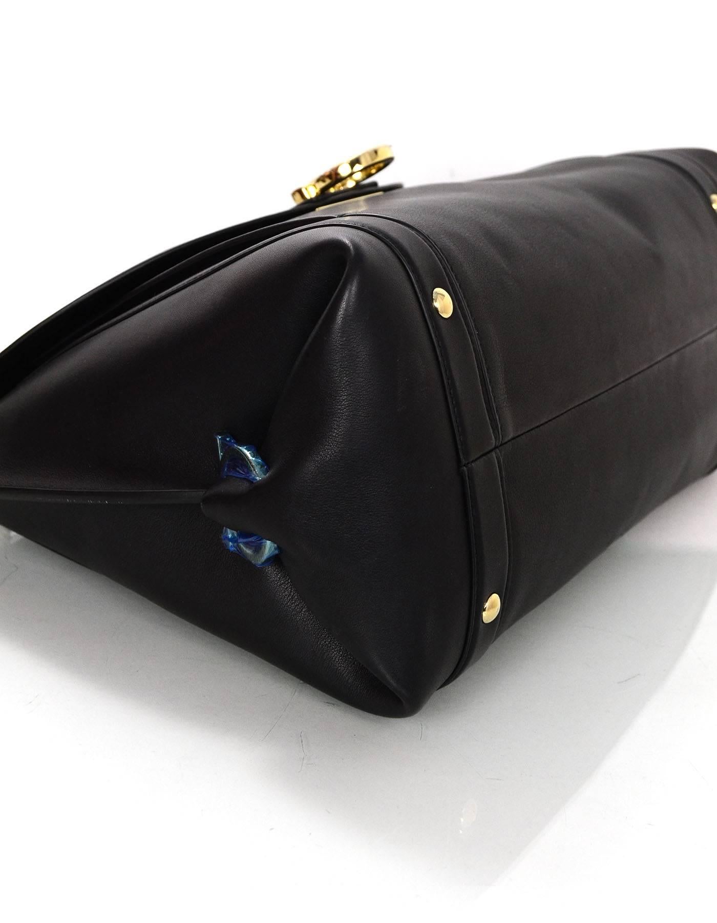 Salvatore Ferragamo Black Soft Leather Sofia Satchel Bag w/ Crossbody Strap 1