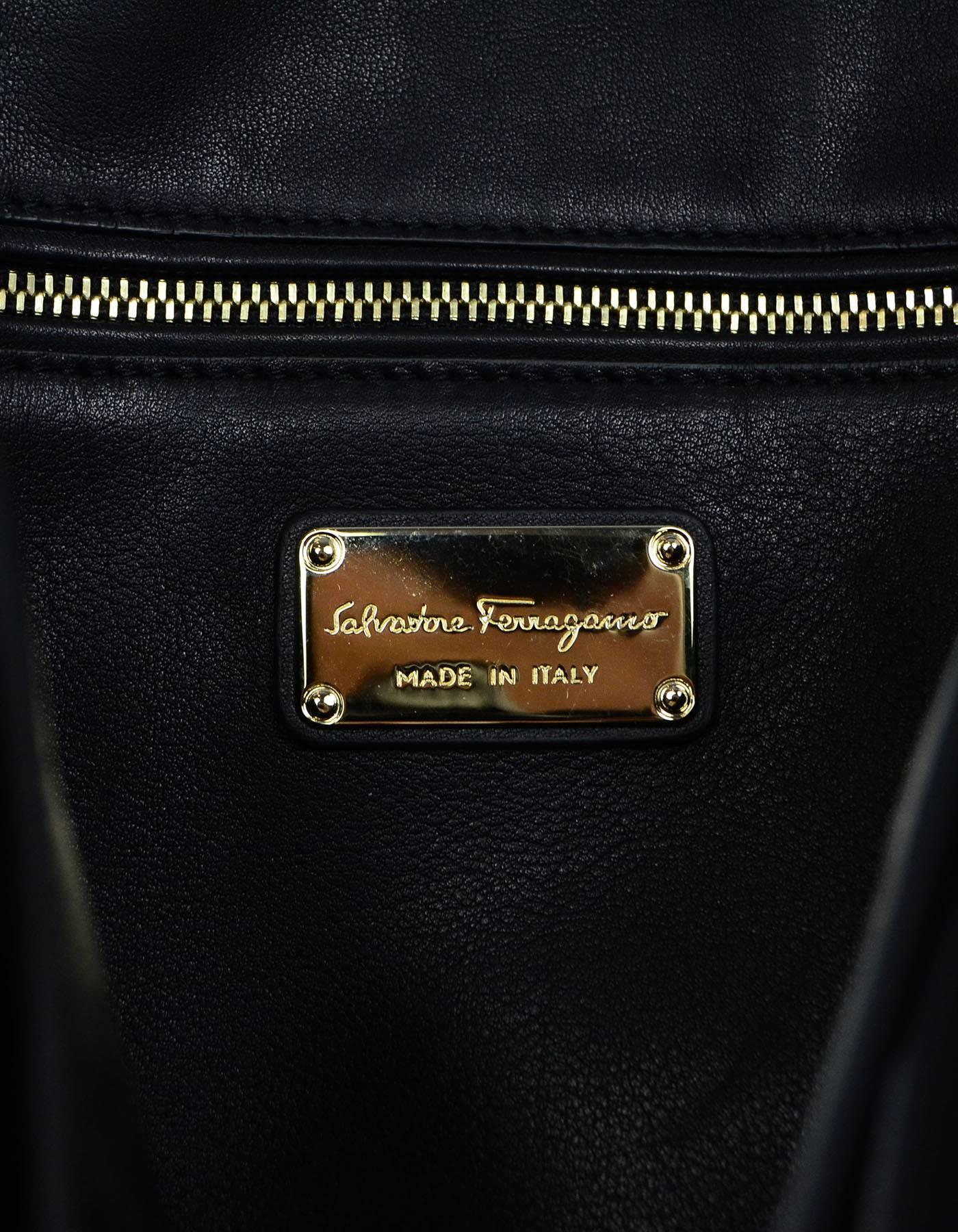 Salvatore Ferragamo Black Soft Leather Sofia Satchel Bag w/ Crossbody Strap 3