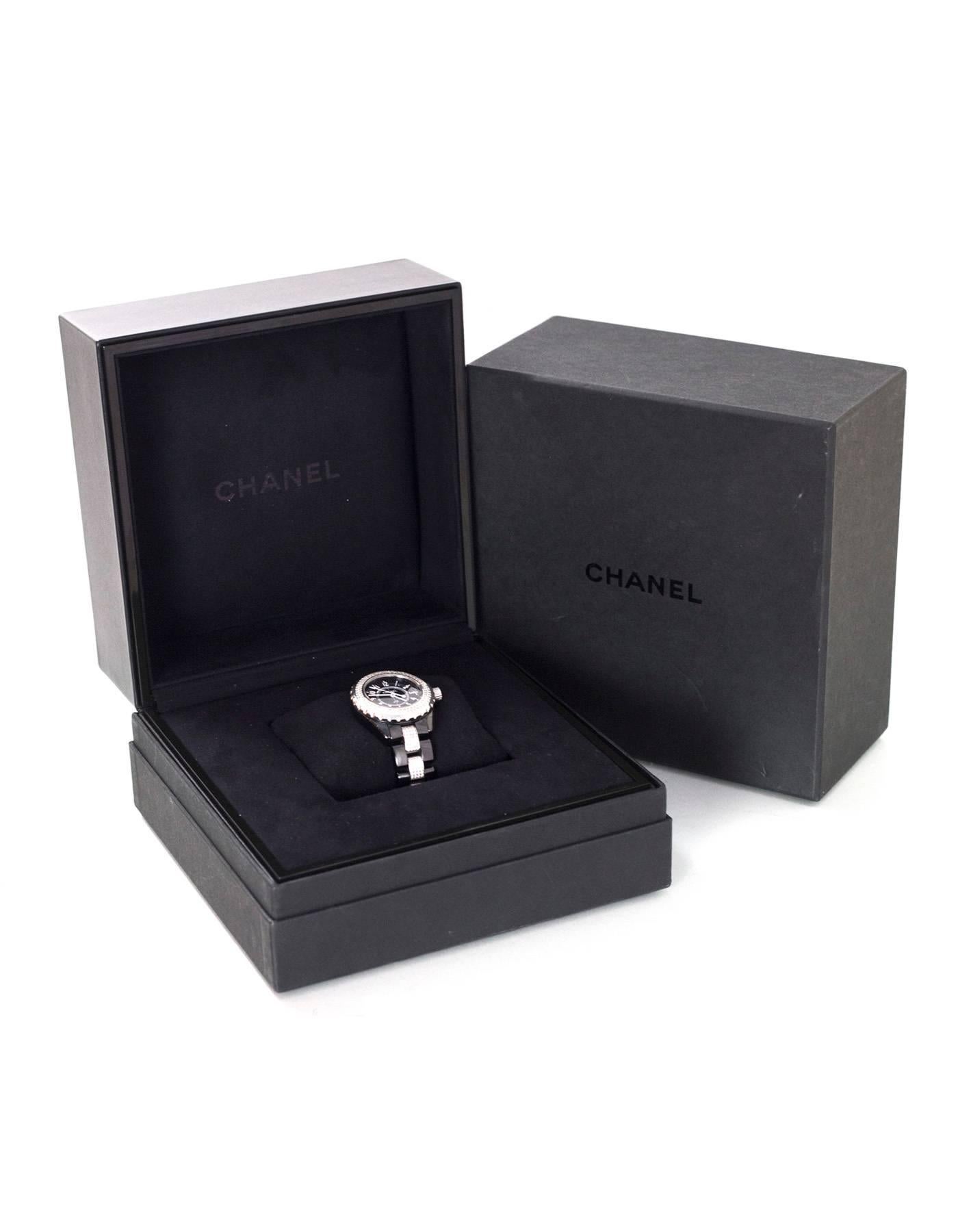 Chanel Black Ceramic and Stainless Steel Diamond 34mm J12 Quartz Watch 1