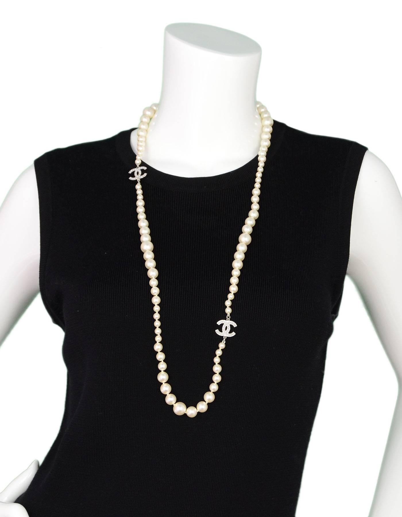 Women's Chanel Graduated Faux Pearl & Beaded CC Necklace